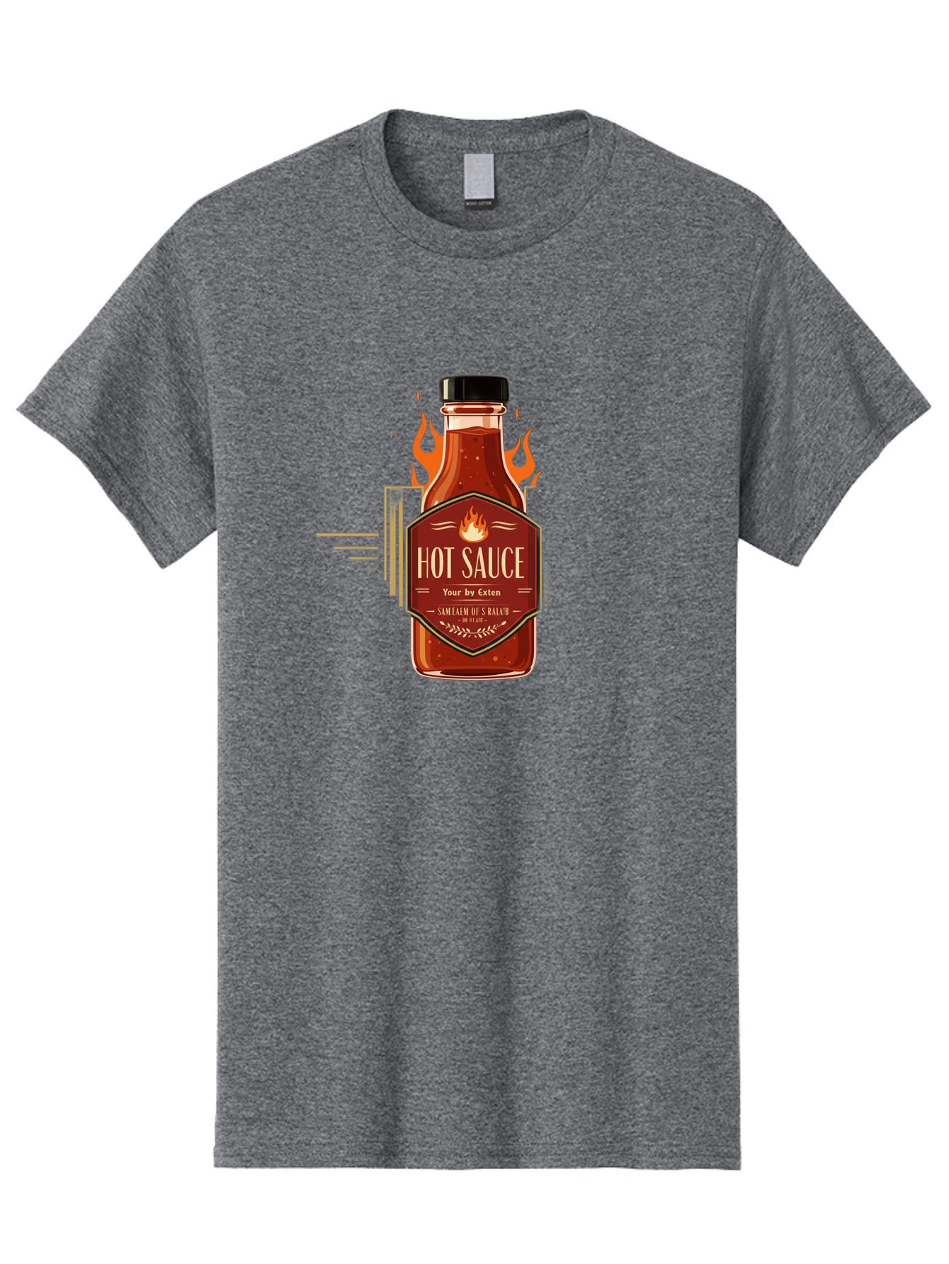 Hot-Sauce-9 Men'S Graphic Tee, 100% Cotton, Comfortable Casual Summer Wear, Machine Washable, Hot Sauce Bottle, Fiery Condiment, Spicy Food, Flavorful Sauce, Condiment Design, Graphic Label, Kitchen Essentials, Chili Peppers, Flavor Enhancer Baa821 17