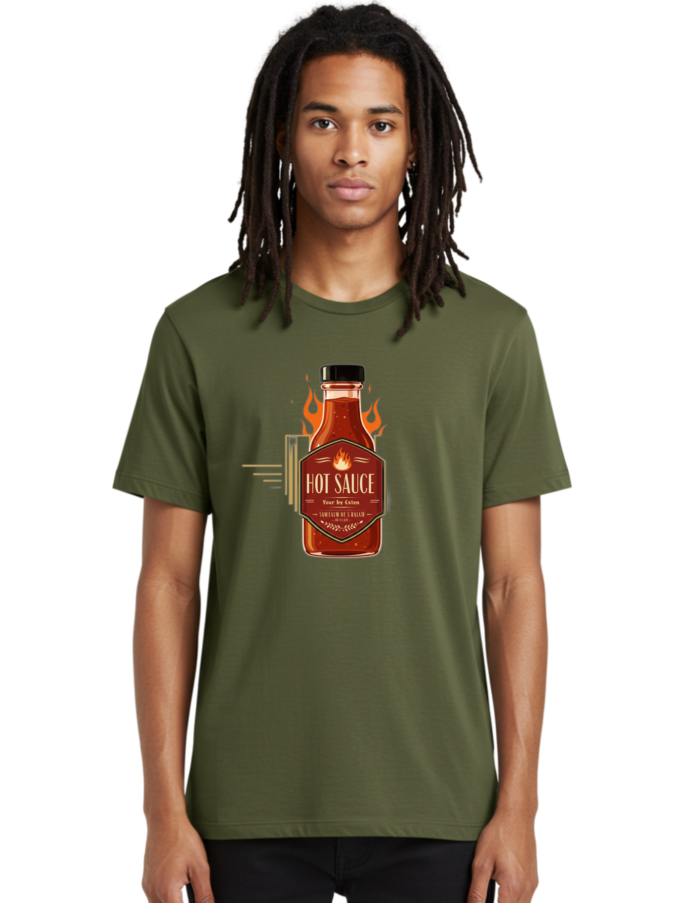 Hot-Sauce-9 Men'S Graphic Tee, 100% Cotton, Comfortable Casual Summer Wear, Machine Washable, Hot Sauce Bottle, Fiery Condiment, Spicy Food, Flavorful Sauce, Condiment Design, Graphic Label, Kitchen Essentials, Chili Peppers, Flavor Enhancer Baa821 8