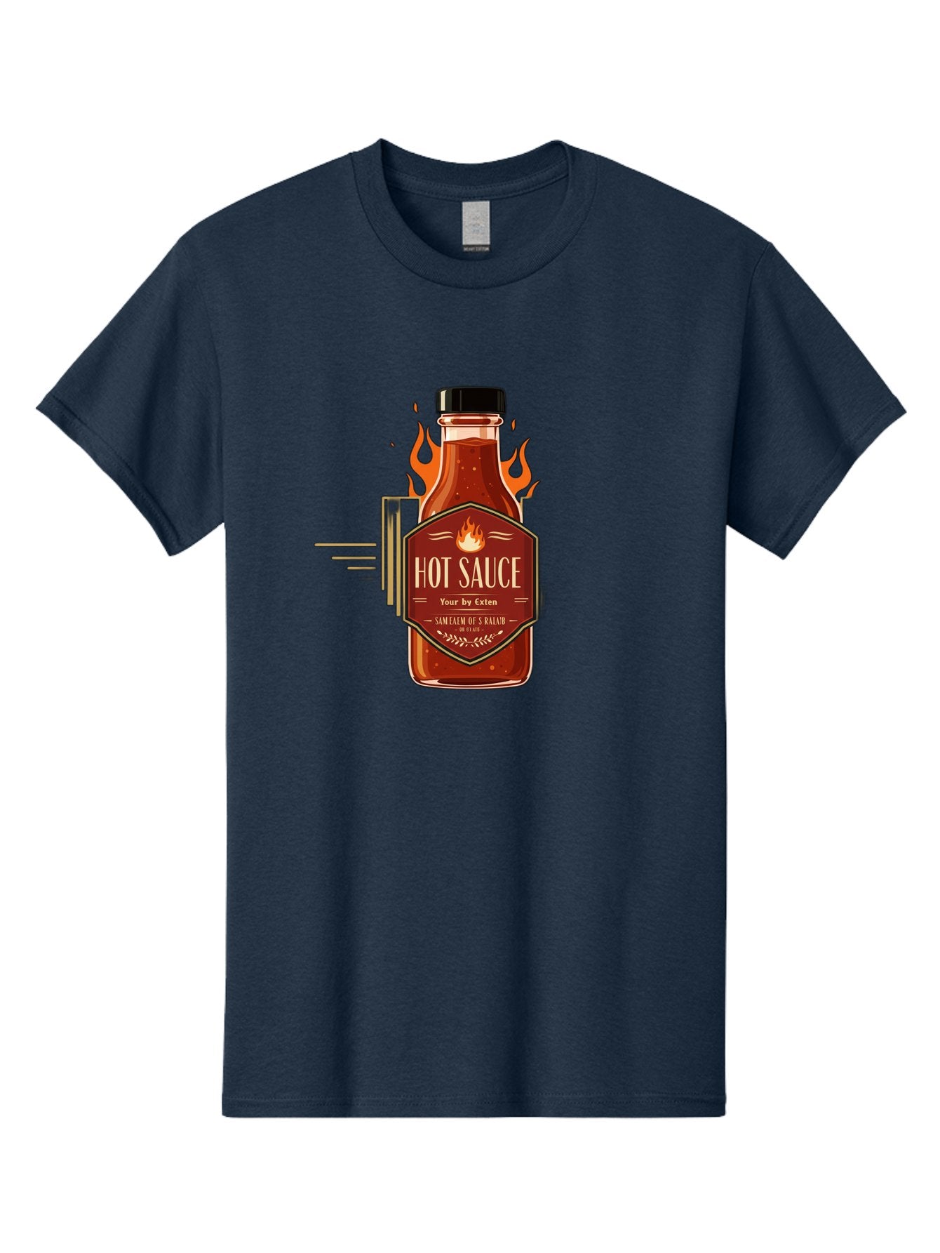 Hot-Sauce-9 Men'S Graphic Tee, 100% Cotton, Comfortable Casual Summer Wear, Machine Washable, Hot Sauce Bottle, Fiery Condiment, Spicy Food, Flavorful Sauce, Condiment Design, Graphic Label, Kitchen Essentials, Chili Peppers, Flavor Enhancer Baa821
