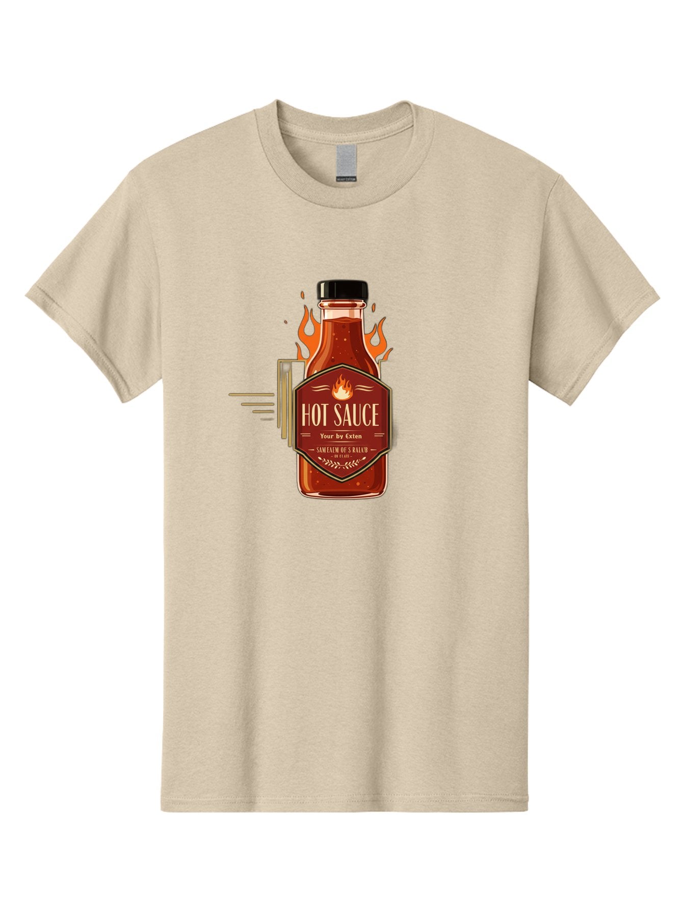 Hot-Sauce-9 Men'S Graphic Tee, 100% Cotton, Comfortable Casual Summer Wear, Machine Washable, Hot Sauce Bottle, Fiery Condiment, Spicy Food, Flavorful Sauce, Condiment Design, Graphic Label, Kitchen Essentials, Chili Peppers, Flavor Enhancer Baa821 4
