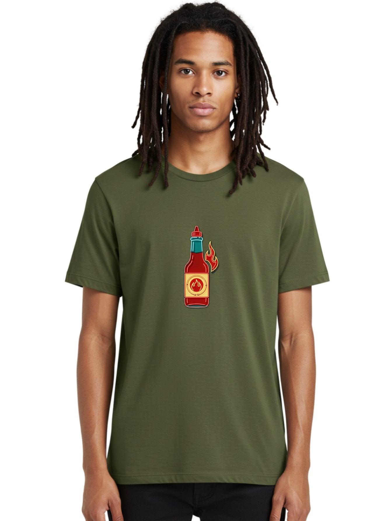 Hot-Sauce-Bottle-10 Men'S Graphic Tee, 100% Cotton, Comfortable Casual Summer Wear, Machine Washable, Hot Sauce Bottle, Spicy Condiment, Fiery Flavor, Red Sauce, Chili Pepper, Hot Condiment, Flavorful Cuisine, Spicy Food, Condiment Bottle Baa823 30