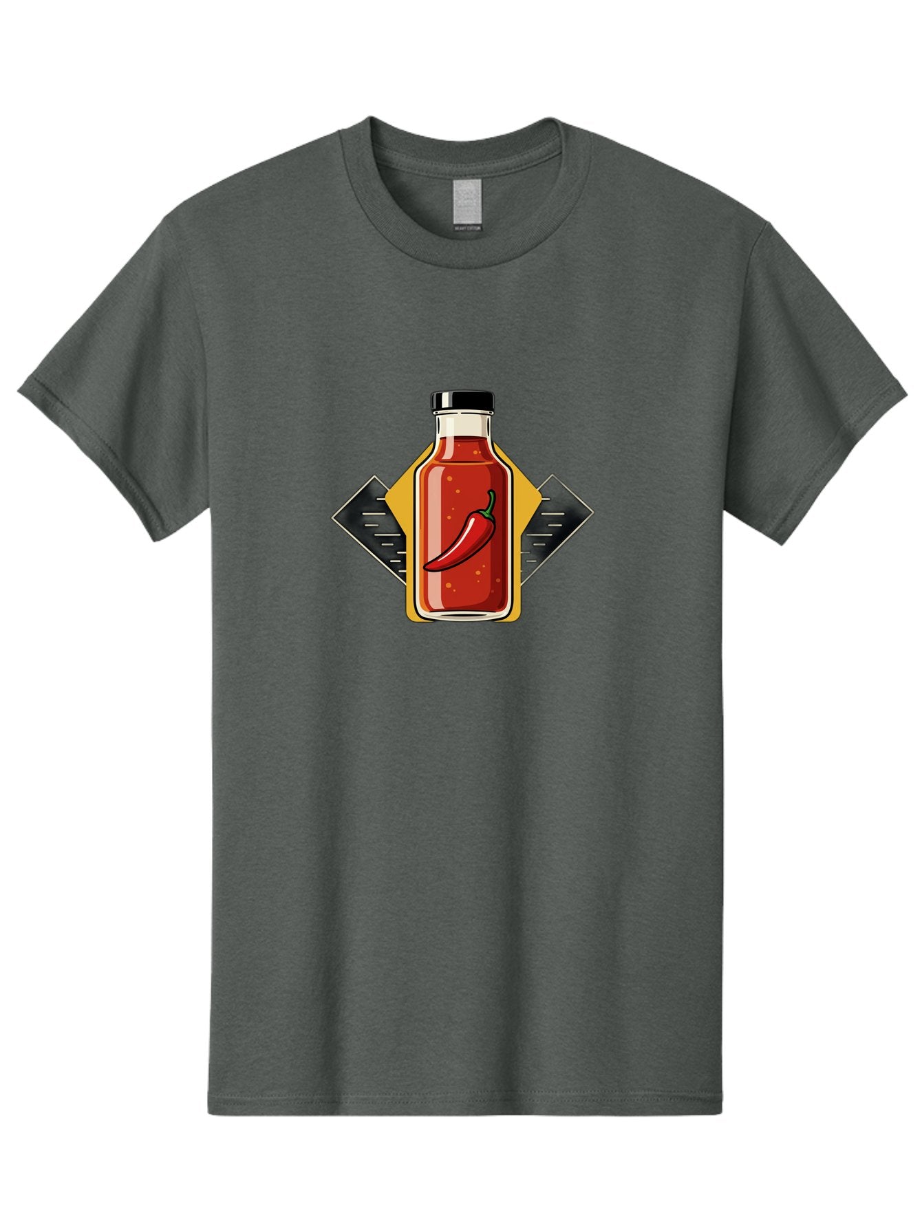 Hot-Sauce-Bottle-12 Men'S Graphic Tee, 100% Cotton, Comfortable Casual Summer Wear, Machine Washable, Hot Sauce, Chili Pepper, Spicy Food, Condiment, Kitchen Essentials, Flavorful Cuisine, Spicy Condiments, Hot Sauce Bottle Baa825 3