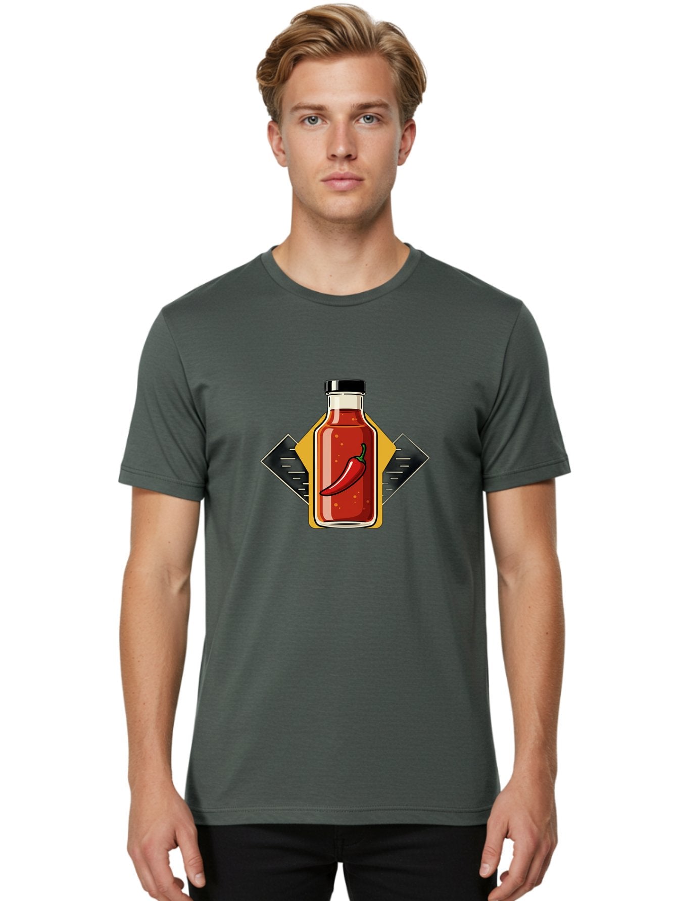 Hot-Sauce-Bottle-12 Men'S Graphic Tee, 100% Cotton, Comfortable Casual Summer Wear, Machine Washable, Hot Sauce, Chili Pepper, Spicy Food, Condiment, Kitchen Essentials, Flavorful Cuisine, Spicy Condiments, Hot Sauce Bottle Baa825 22