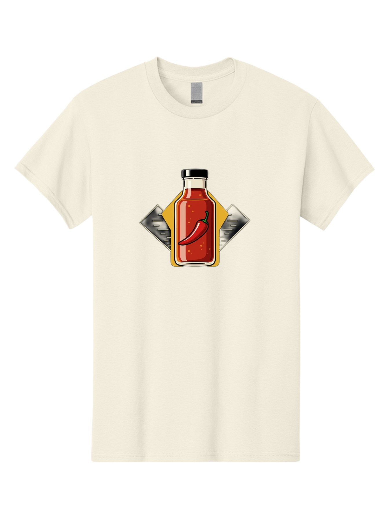 Hot-Sauce-Bottle-12 Men'S Graphic Tee, 100% Cotton, Comfortable Casual Summer Wear, Machine Washable, Hot Sauce, Chili Pepper, Spicy Food, Condiment, Kitchen Essentials, Flavorful Cuisine, Spicy Condiments, Hot Sauce Bottle Baa825