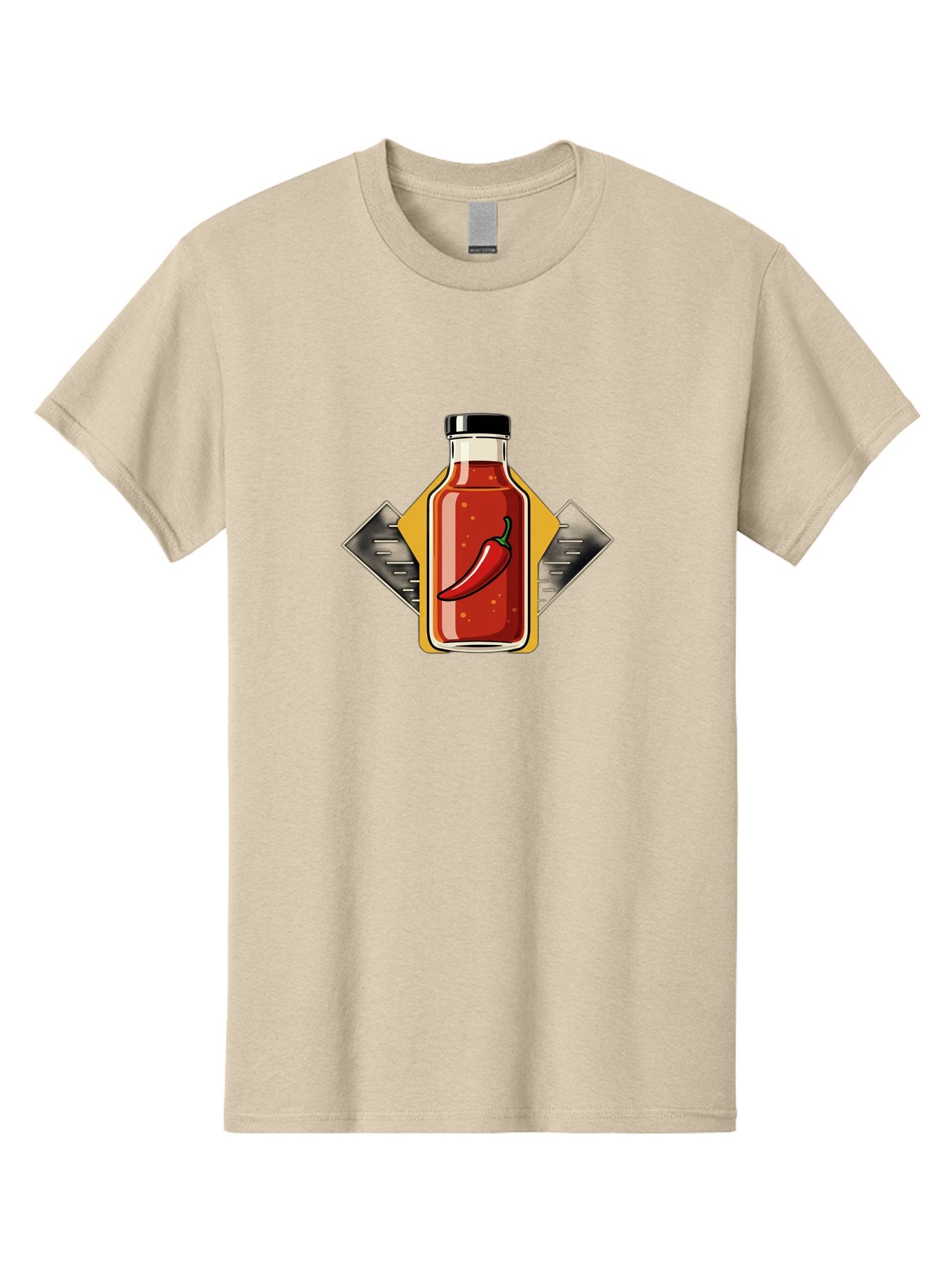 Hot-Sauce-Bottle-12 Men'S Graphic Tee, 100% Cotton, Comfortable Casual Summer Wear, Machine Washable, Hot Sauce, Chili Pepper, Spicy Food, Condiment, Kitchen Essentials, Flavorful Cuisine, Spicy Condiments, Hot Sauce Bottle Baa825 6