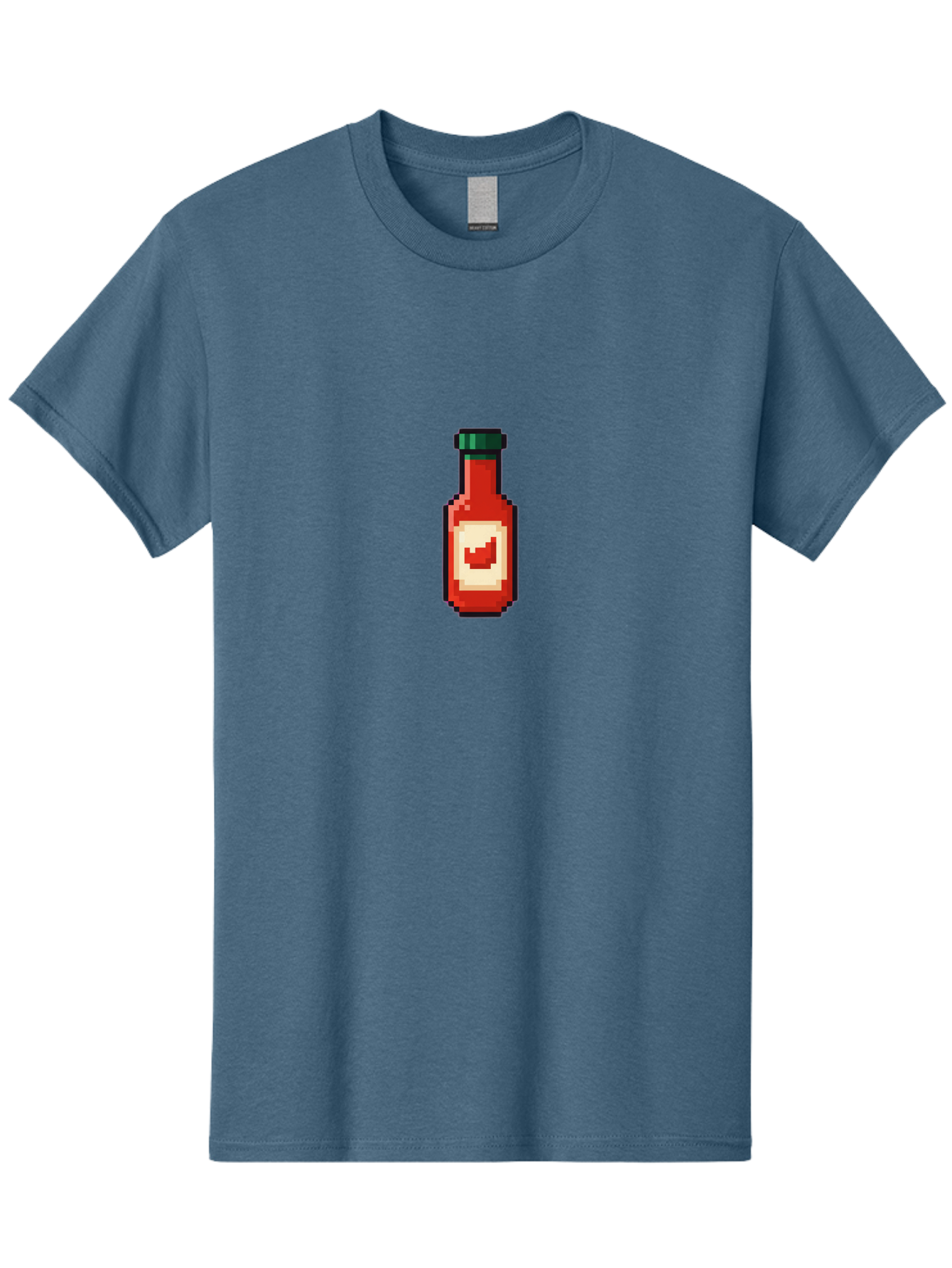 Hot-Sauce-Bottle-4 Men'S Graphic Tee, 100% Cotton, Comfortable Casual Summer Wear, Machine Washable, Hot Sauce, Condiment, Spicy Food, Red Sauce, Pixel Art, Digital Illustration, 8-Bit Style, Retro Gaming Aesthetic Baa828 3