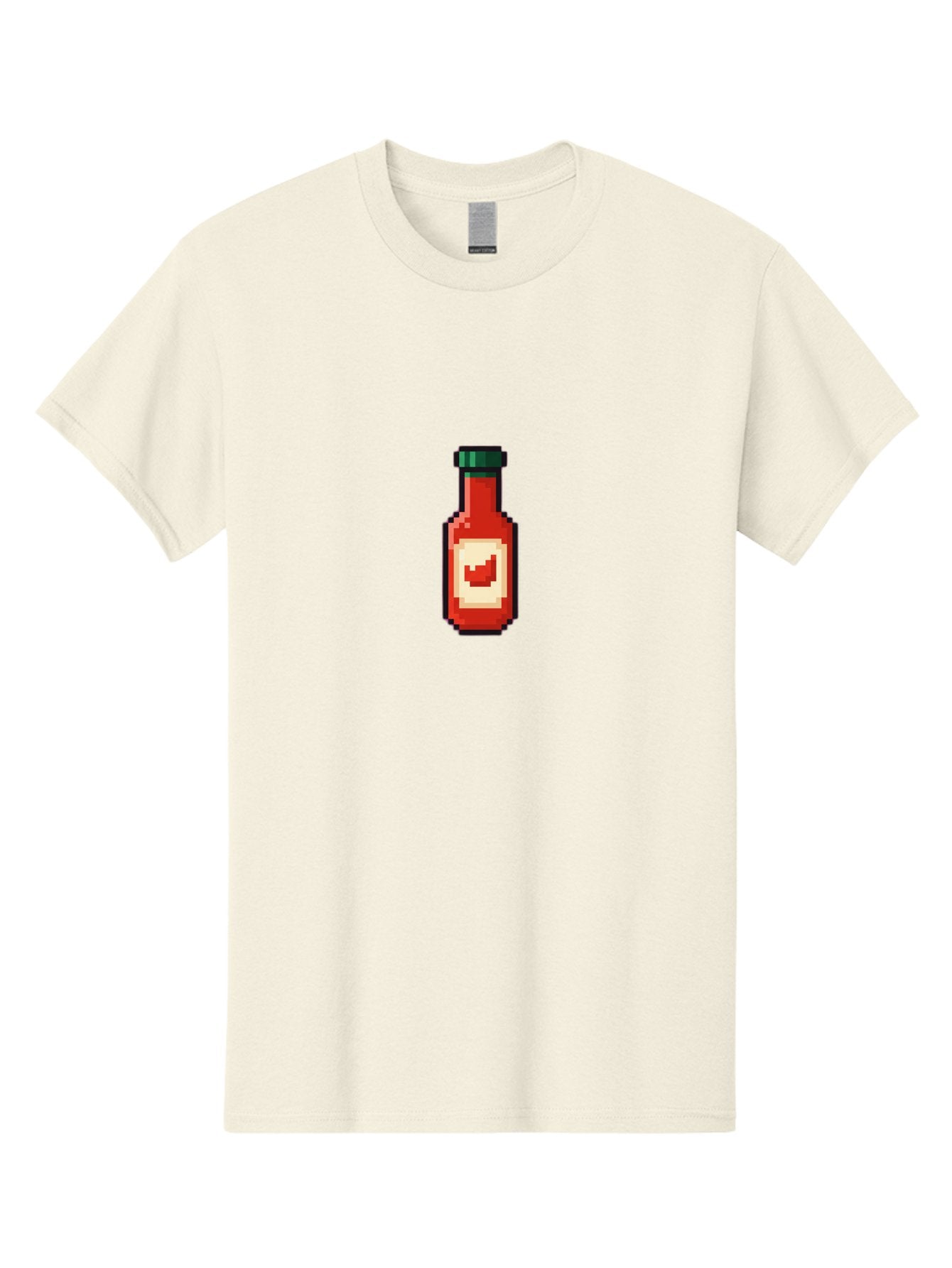 Hot-Sauce-Bottle-4 Men'S Graphic Tee, 100% Cotton, Comfortable Casual Summer Wear, Machine Washable, Hot Sauce, Condiment, Spicy Food, Red Sauce, Pixel Art, Digital Illustration, 8-Bit Style, Retro Gaming Aesthetic Baa828 6