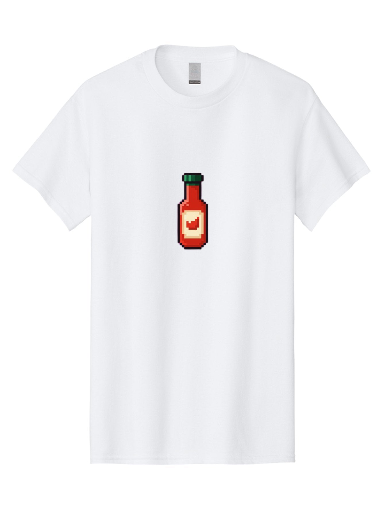 Hot-Sauce-Bottle-4 Men'S Graphic Tee, 100% Cotton, Comfortable Casual Summer Wear, Machine Washable, Hot Sauce, Condiment, Spicy Food, Red Sauce, Pixel Art, Digital Illustration, 8-Bit Style, Retro Gaming Aesthetic Baa828 8