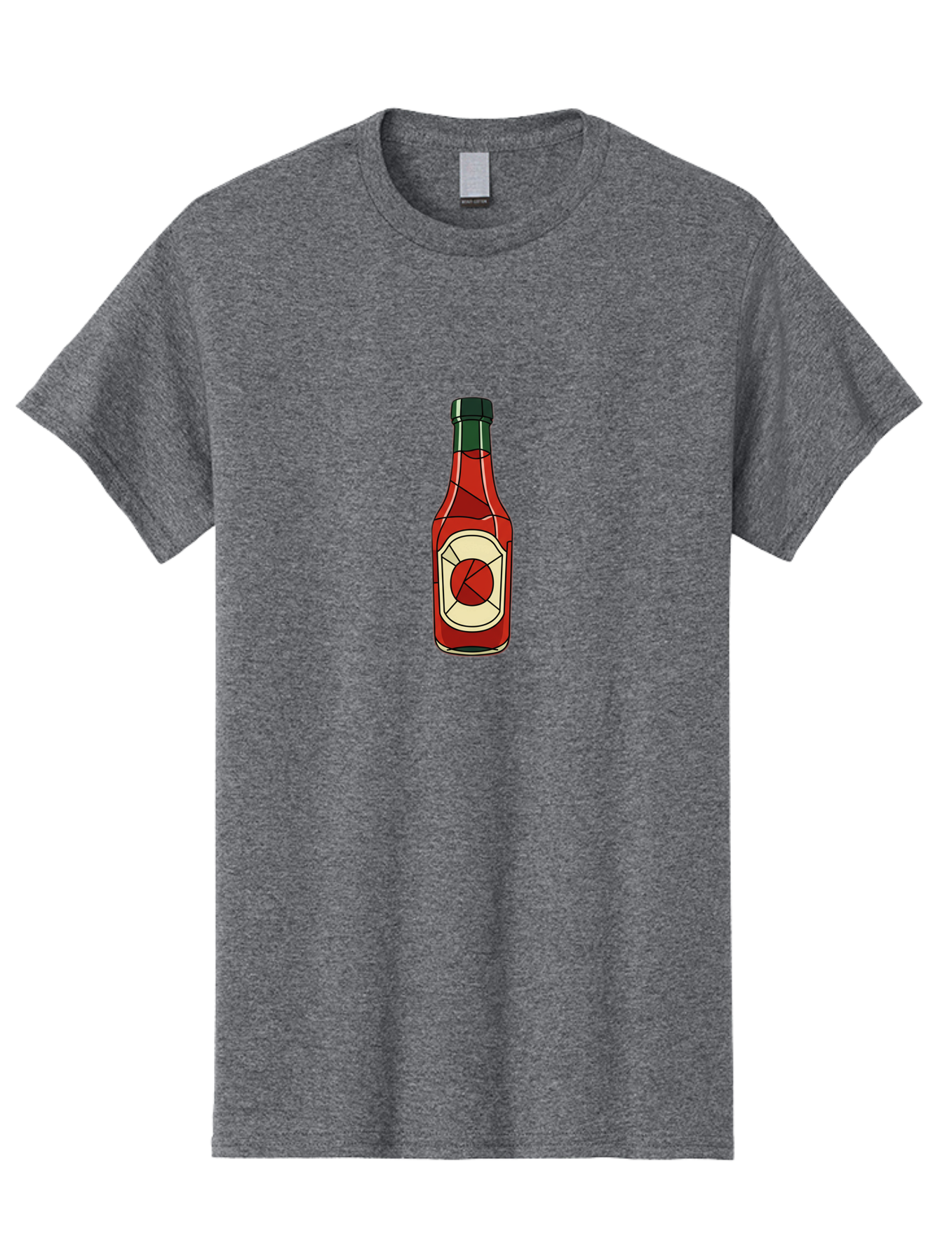 Hot-Sauce-Bottle-5 Men'S Graphic Tee, 100% Cotton, Comfortable Casual Summer Wear, Machine Washable, Hot Sauce Bottle, Spicy Condiment, Red Liquid, Black Cap, Geometric Design, Minimalist Illustration, Cartoon Style, Food Seasoning Baa829 9