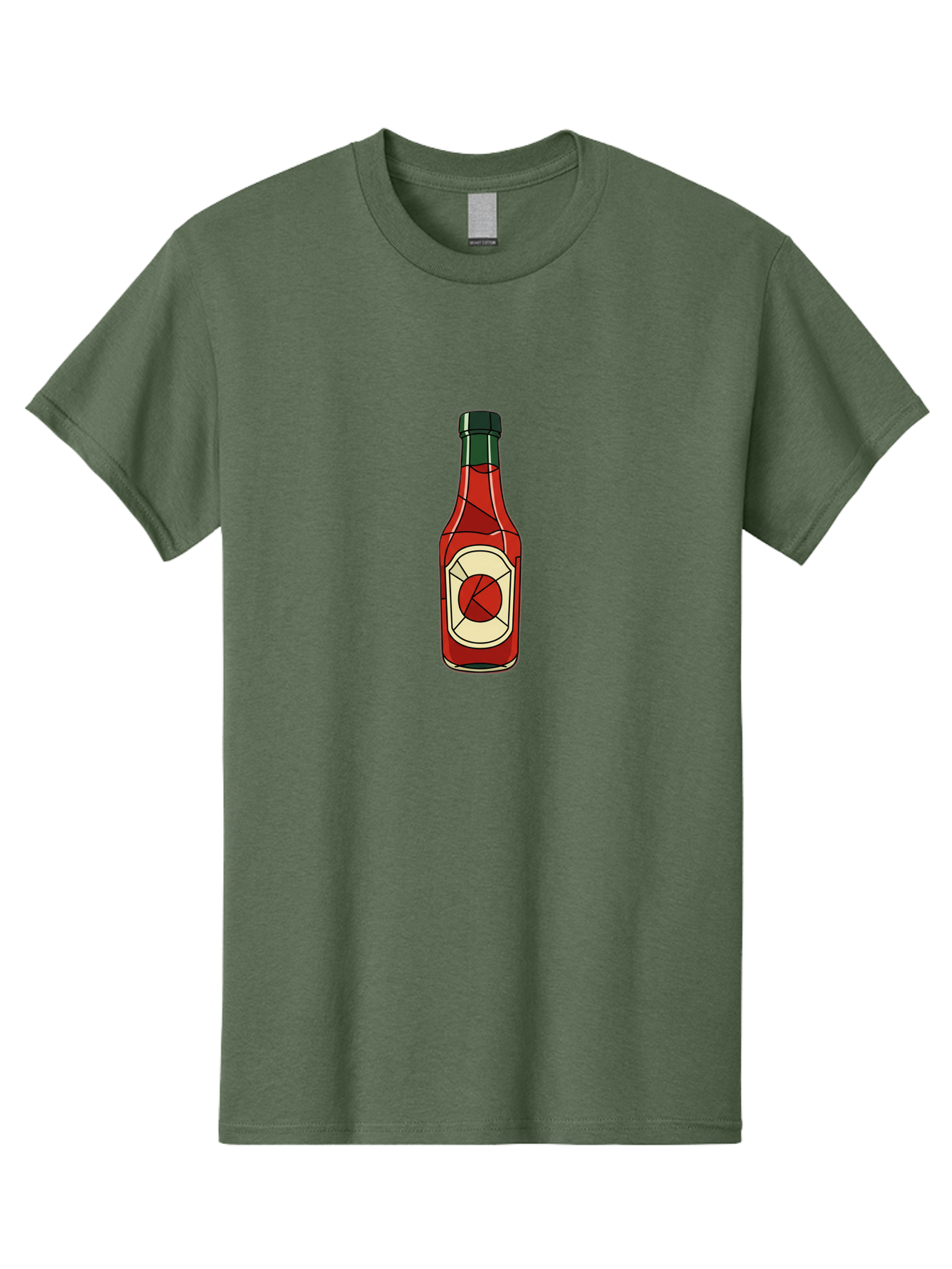 Hot-Sauce-Bottle-5 Men'S Graphic Tee, 100% Cotton, Comfortable Casual Summer Wear, Machine Washable, Hot Sauce Bottle, Spicy Condiment, Red Liquid, Black Cap, Geometric Design, Minimalist Illustration, Cartoon Style, Food Seasoning Baa829 13