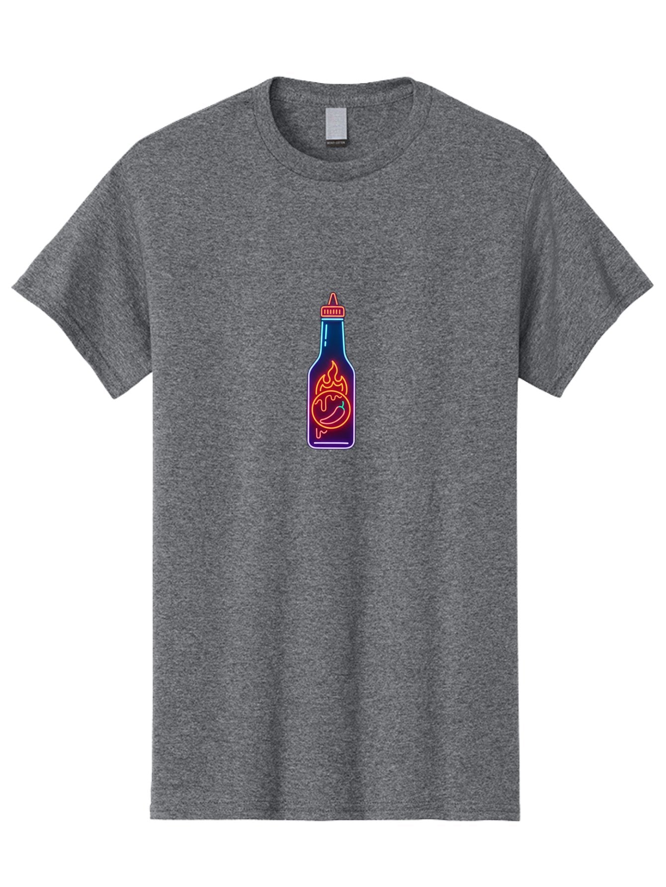 Hot-Sauce-Bottle-8 Men'S Graphic Tee, 100% Cotton, Comfortable Casual Summer Wear, Machine Washable, Hot Sauce Bottle, Spicy Condiment, Chili Pepper, Hot Sauce, Spicy Food, Cooking Ingredient, Cartoon Graphic, Vibrant Design, Neon Outline, Baa832 9