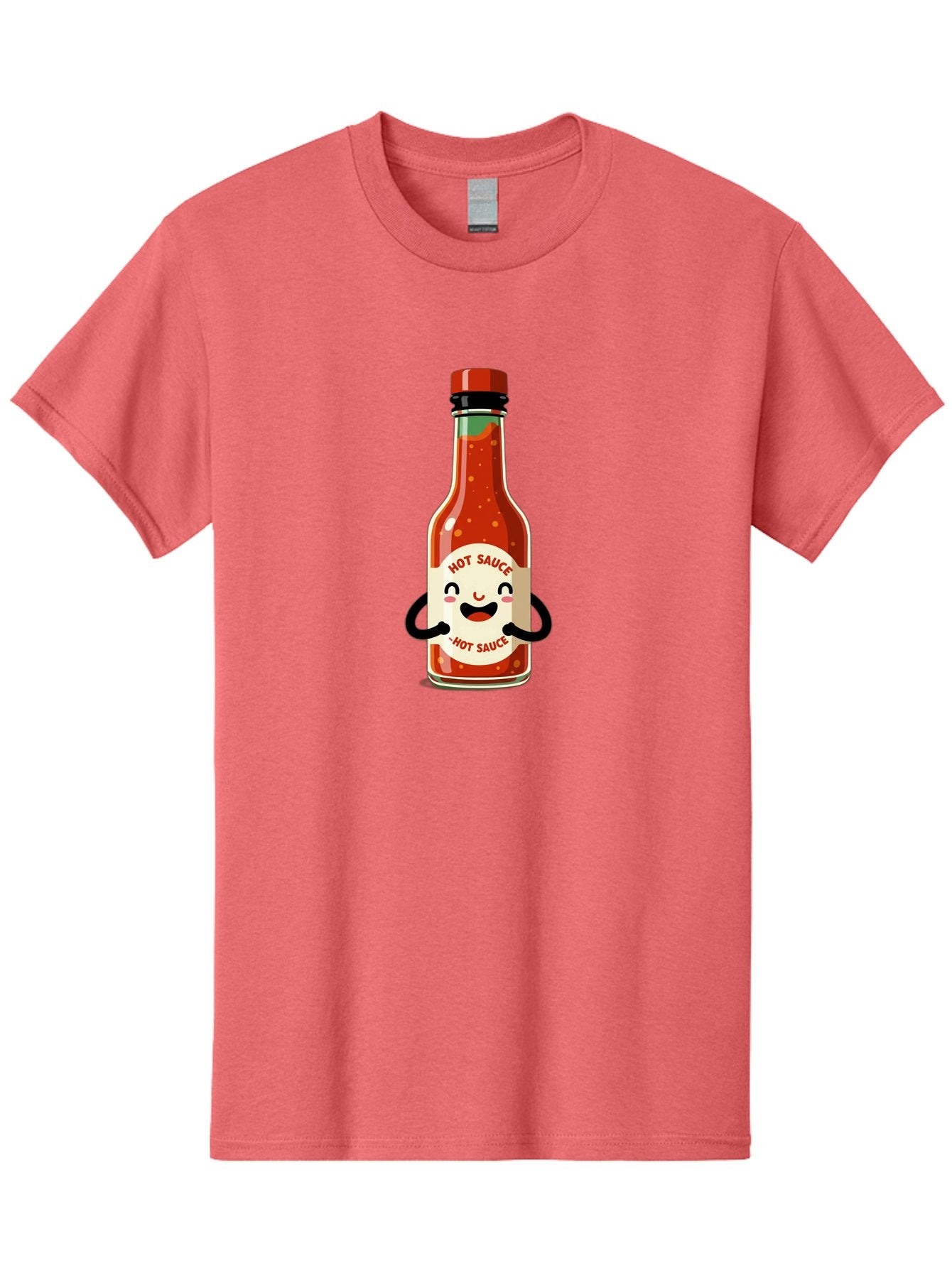 Hot-Sauce Men'S Graphic Tee, 100% Cotton, Comfortable Casual Summer Wear, Machine Washable, Hot Sauce Bottle With A Face, Cartoon Character, Condiment Packaging, Spicy Food, Kawaii Art Style, Playful Design, Sauce Container Baa836