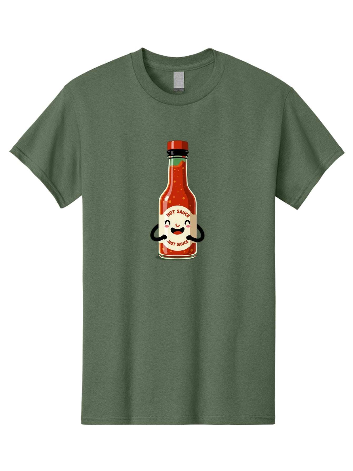 Hot-Sauce Men'S Graphic Tee, 100% Cotton, Comfortable Casual Summer Wear, Machine Washable, Hot Sauce Bottle With A Face, Cartoon Character, Condiment Packaging, Spicy Food, Kawaii Art Style, Playful Design, Sauce Container Baa836