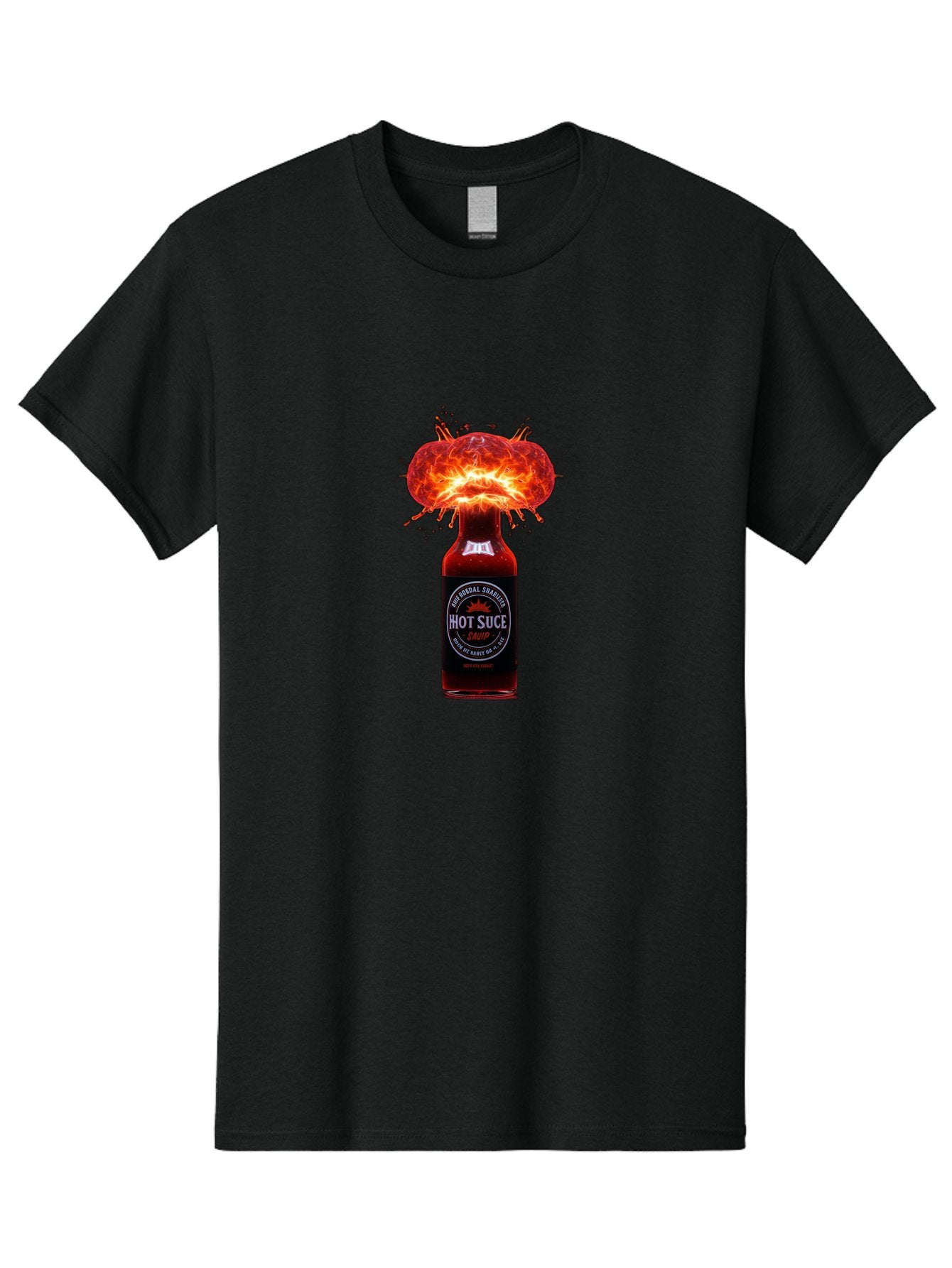 Hot-Suce-Sauce Men'S Graphic Tee, 100% Cotton, Comfortable Casual Summer Wear, Machine Washable, Hot Sauce Bottle, Exploding Sauce, Spicy Condiment, Chili Peppers, Fiery Flavor, Explosive Energy, Hot Sauce Enthusiast, Flavorful Kick, Baa837 15