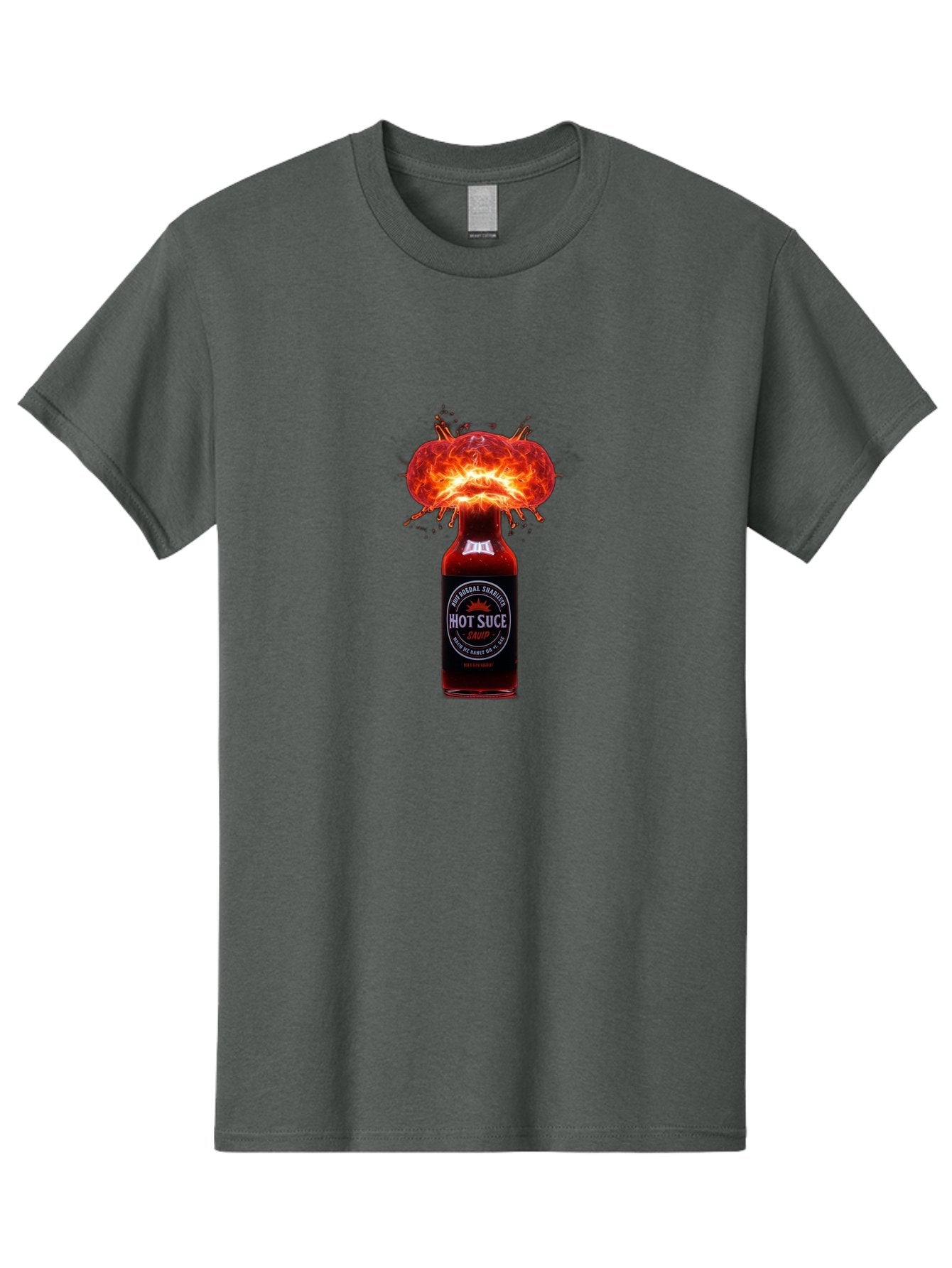 Hot-Suce-Sauce Men'S Graphic Tee, 100% Cotton, Comfortable Casual Summer Wear, Machine Washable, Hot Sauce Bottle, Exploding Sauce, Spicy Condiment, Chili Peppers, Fiery Flavor, Explosive Energy, Hot Sauce Enthusiast, Flavorful Kick, Baa837 7