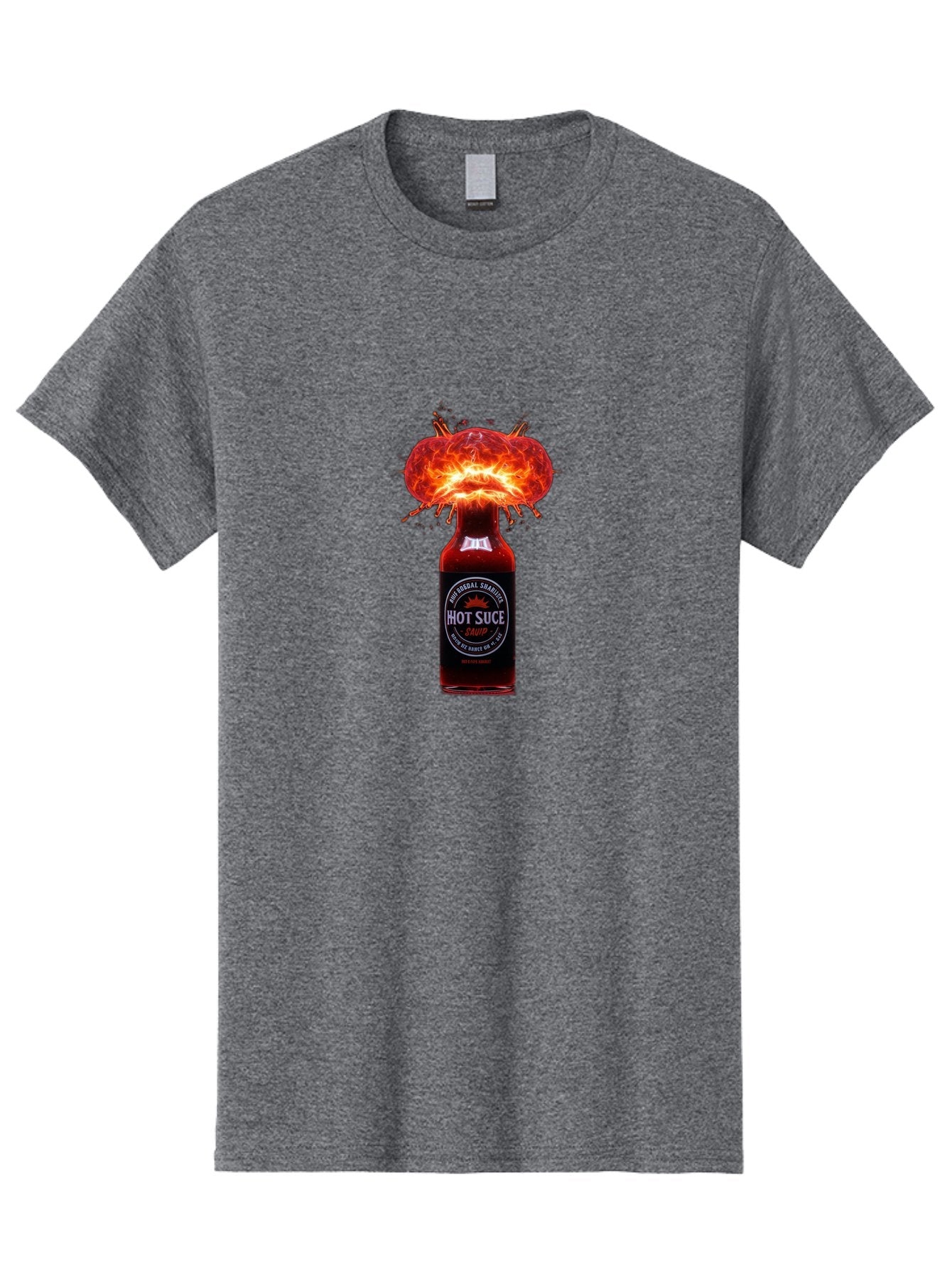 Hot-Suce-Sauce Men'S Graphic Tee, 100% Cotton, Comfortable Casual Summer Wear, Machine Washable, Hot Sauce Bottle, Exploding Sauce, Spicy Condiment, Chili Peppers, Fiery Flavor, Explosive Energy, Hot Sauce Enthusiast, Flavorful Kick, Baa837