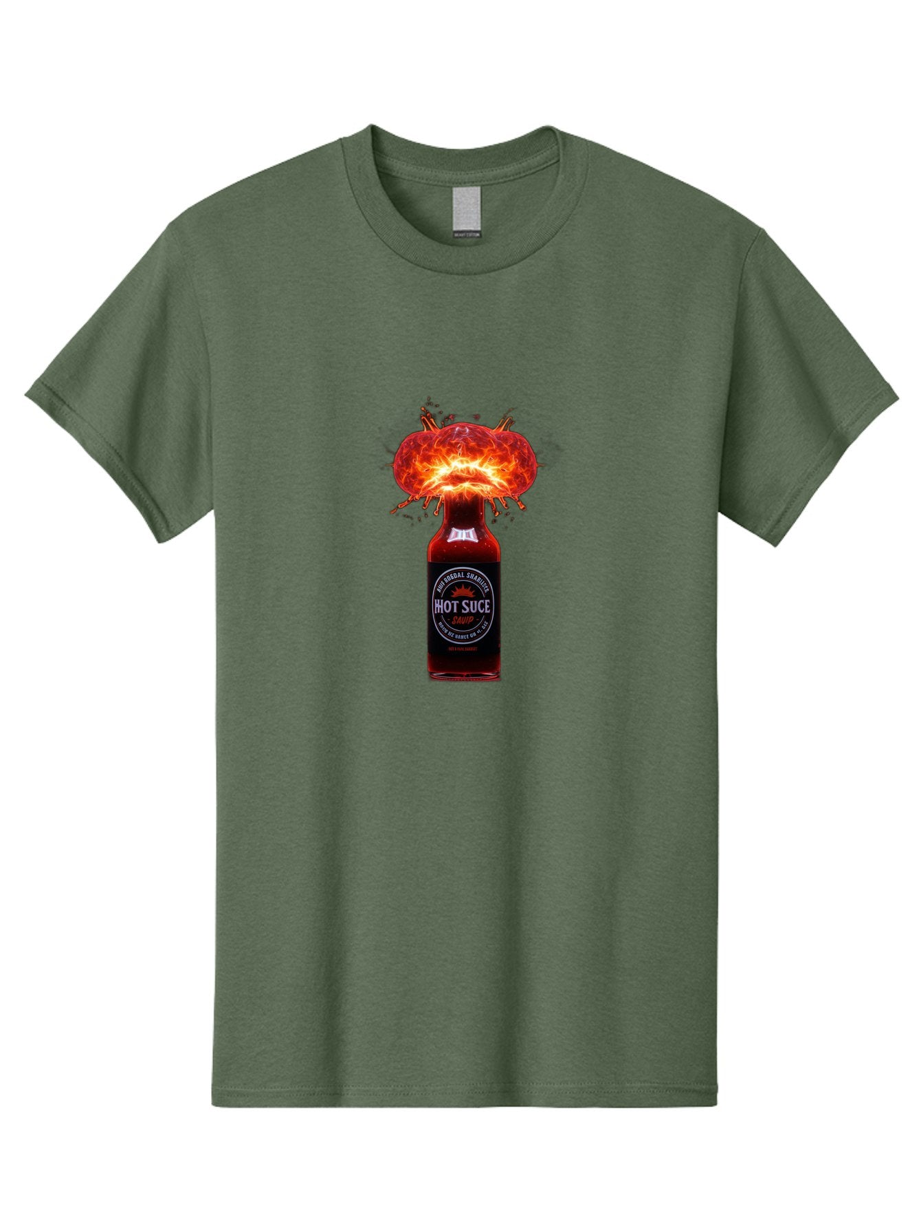 Hot-Suce-Sauce Men'S Graphic Tee, 100% Cotton, Comfortable Casual Summer Wear, Machine Washable, Hot Sauce Bottle, Exploding Sauce, Spicy Condiment, Chili Peppers, Fiery Flavor, Explosive Energy, Hot Sauce Enthusiast, Flavorful Kick, Baa837 14