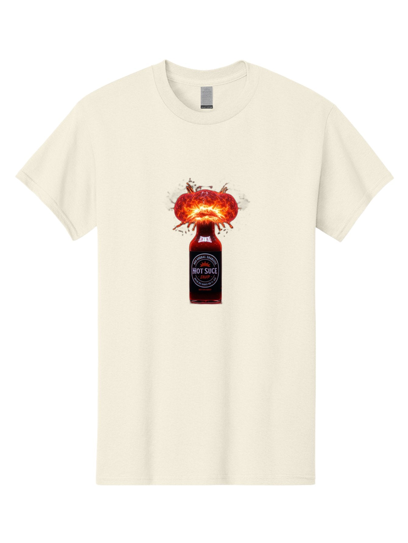 Hot-Suce-Sauce Men'S Graphic Tee, 100% Cotton, Comfortable Casual Summer Wear, Machine Washable, Hot Sauce Bottle, Exploding Sauce, Spicy Condiment, Chili Peppers, Fiery Flavor, Explosive Energy, Hot Sauce Enthusiast, Flavorful Kick, Baa837 12
