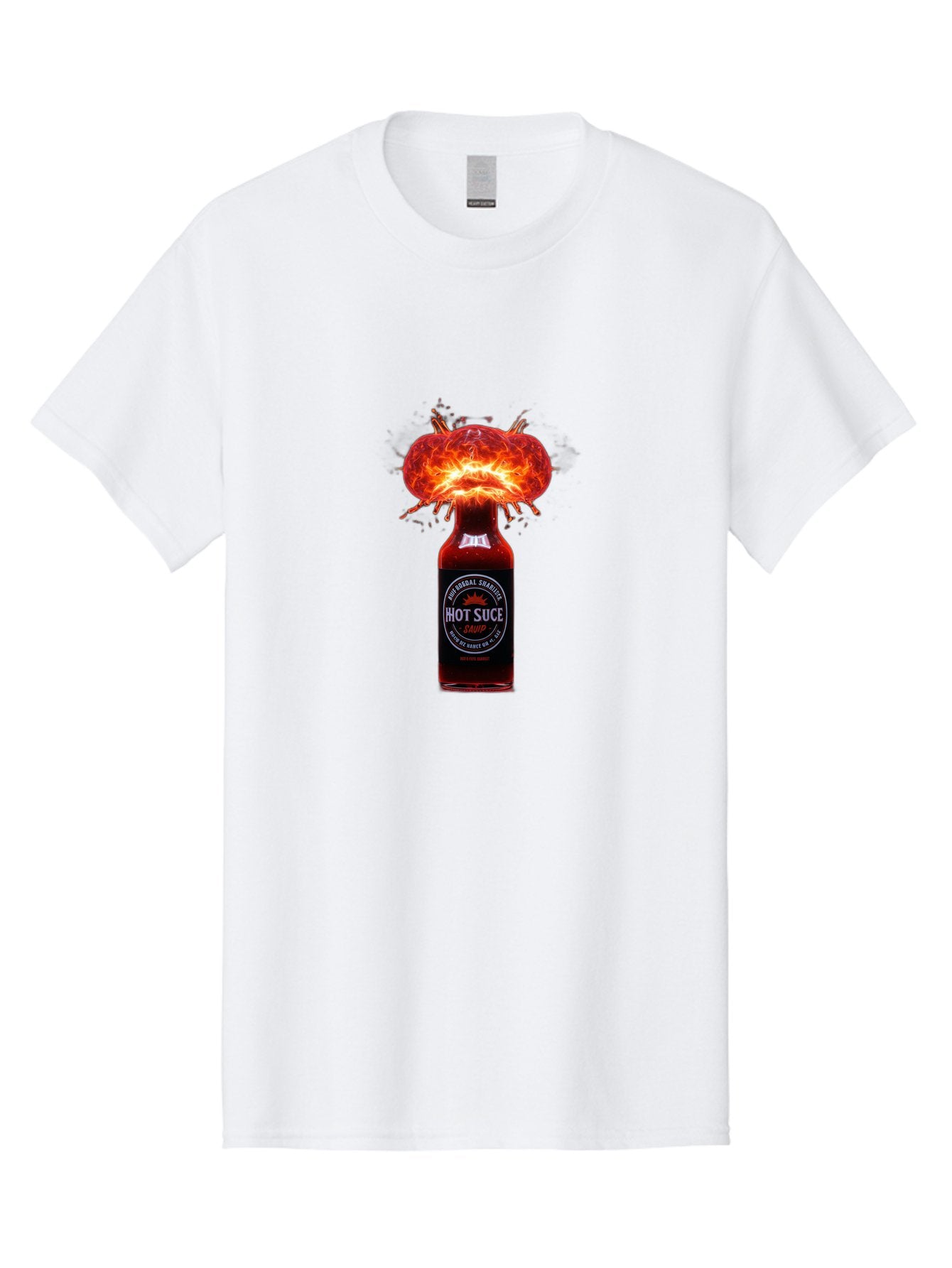 Hot-Suce-Sauce Men'S Graphic Tee, 100% Cotton, Comfortable Casual Summer Wear, Machine Washable, Hot Sauce Bottle, Exploding Sauce, Spicy Condiment, Chili Peppers, Fiery Flavor, Explosive Energy, Hot Sauce Enthusiast, Flavorful Kick, Baa837 11