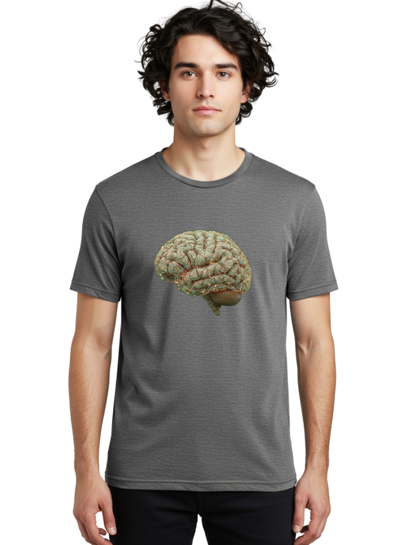 Human-Brain-1 Men'S Graphic Tee, 100% Cotton, Comfortable Casual Summer Wear, Machine Washable, Human Brain Anatomy, Neuroscience, Brain Structure, Cerebral Cortex, Neural Networks, Medical Illustration, Cognitive Function Baa839 23