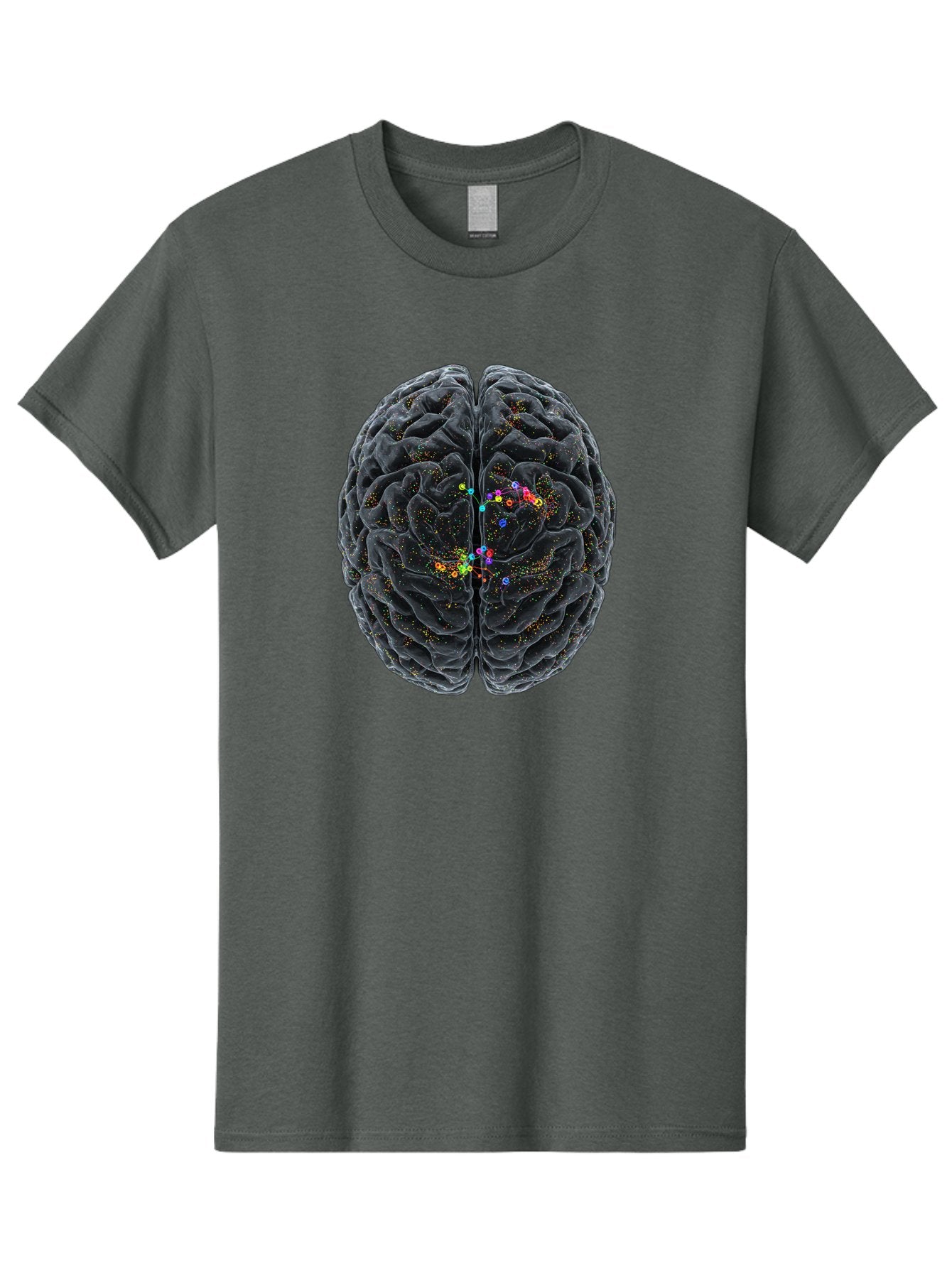Human-Brain-2 Men'S Graphic Tee, 100% Cotton, Comfortable Casual Summer Wear, Machine Washable, Human Brain Anatomy, Neural Connections, Brain Function, Neuroscience, Cognitive Processes, Colorful Neurons, Synapses, Brain Activity, Baa840