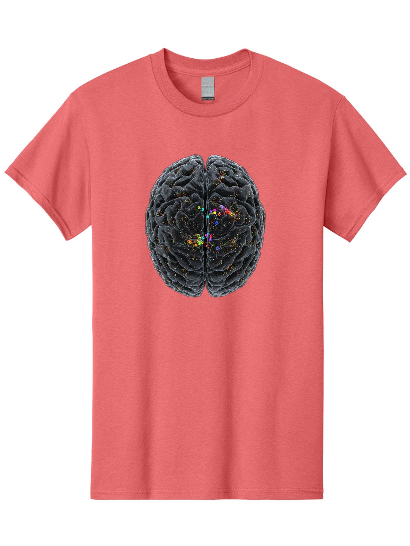 Human-Brain-2 Men'S Graphic Tee, 100% Cotton, Comfortable Casual Summer Wear, Machine Washable, Human Brain Anatomy, Neural Connections, Brain Function, Neuroscience, Cognitive Processes, Colorful Neurons, Synapses, Brain Activity, Baa840 8