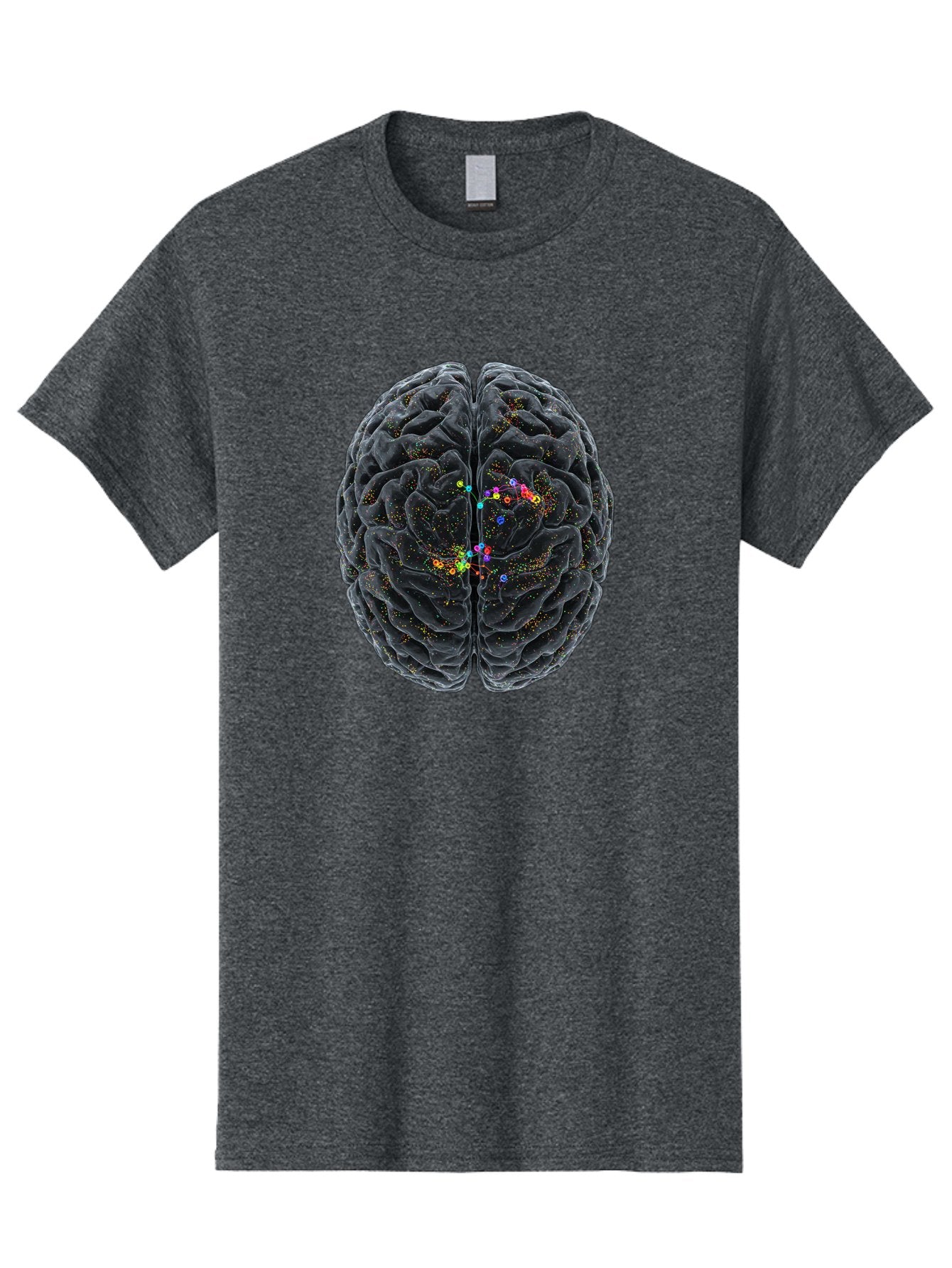 Human-Brain-2 Men'S Graphic Tee, 100% Cotton, Comfortable Casual Summer Wear, Machine Washable, Human Brain Anatomy, Neural Connections, Brain Function, Neuroscience, Cognitive Processes, Colorful Neurons, Synapses, Brain Activity, Baa840 9