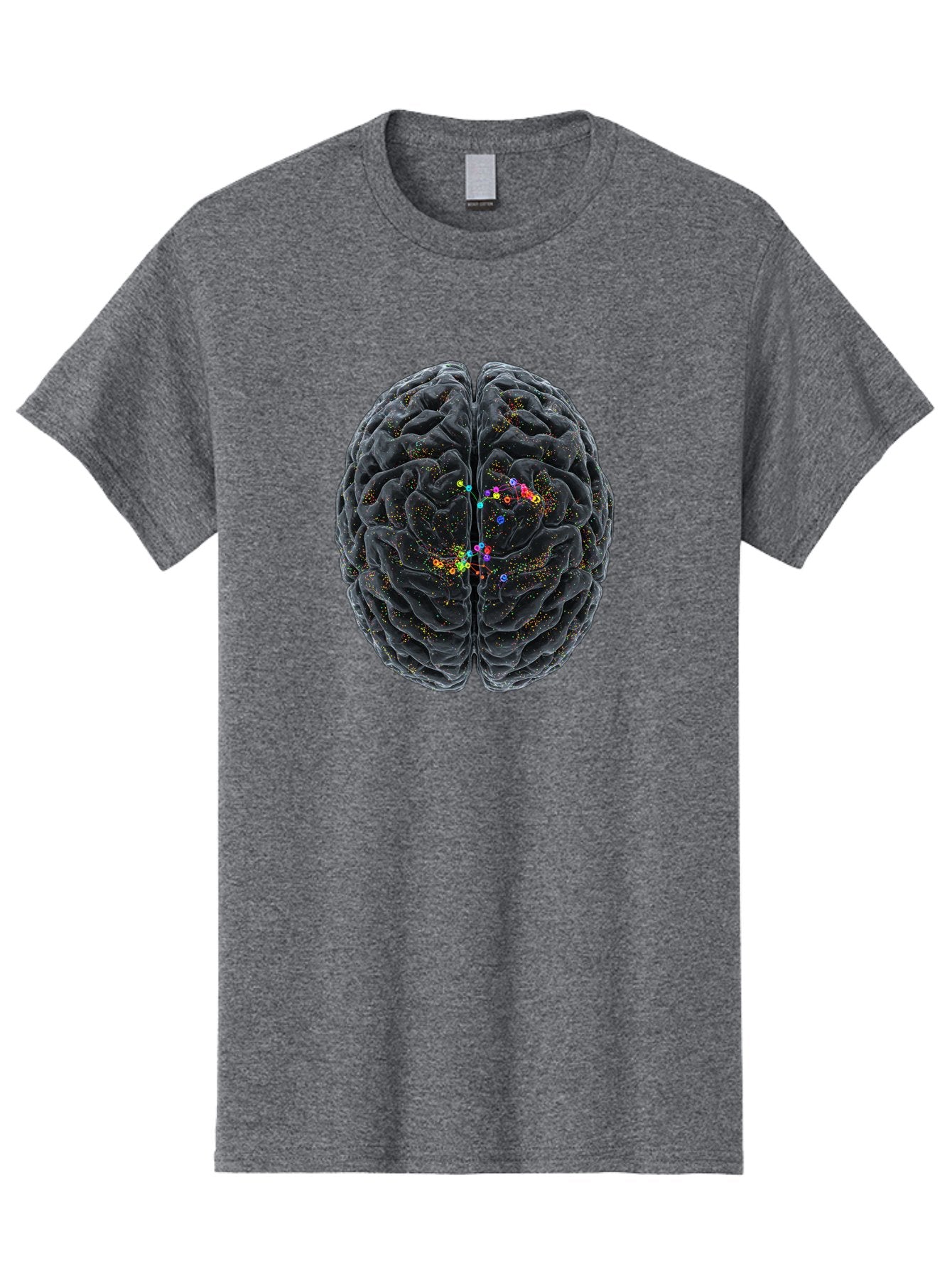 Human-Brain-2 Men'S Graphic Tee, 100% Cotton, Comfortable Casual Summer Wear, Machine Washable, Human Brain Anatomy, Neural Connections, Brain Function, Neuroscience, Cognitive Processes, Colorful Neurons, Synapses, Brain Activity, Baa840 15