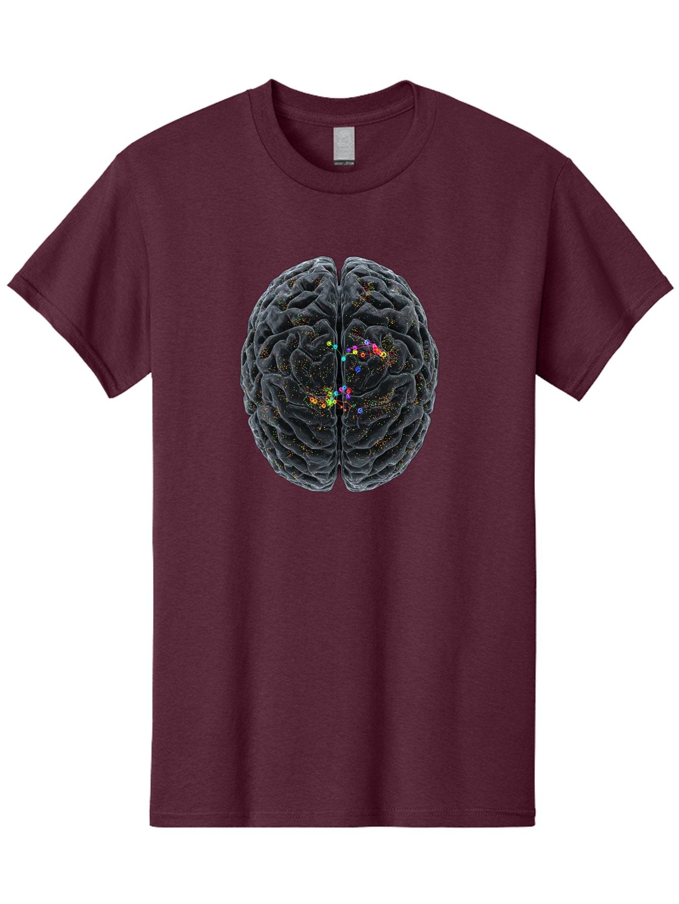 Human-Brain-2 Men'S Graphic Tee, 100% Cotton, Comfortable Casual Summer Wear, Machine Washable, Human Brain Anatomy, Neural Connections, Brain Function, Neuroscience, Cognitive Processes, Colorful Neurons, Synapses, Brain Activity, Baa840 14