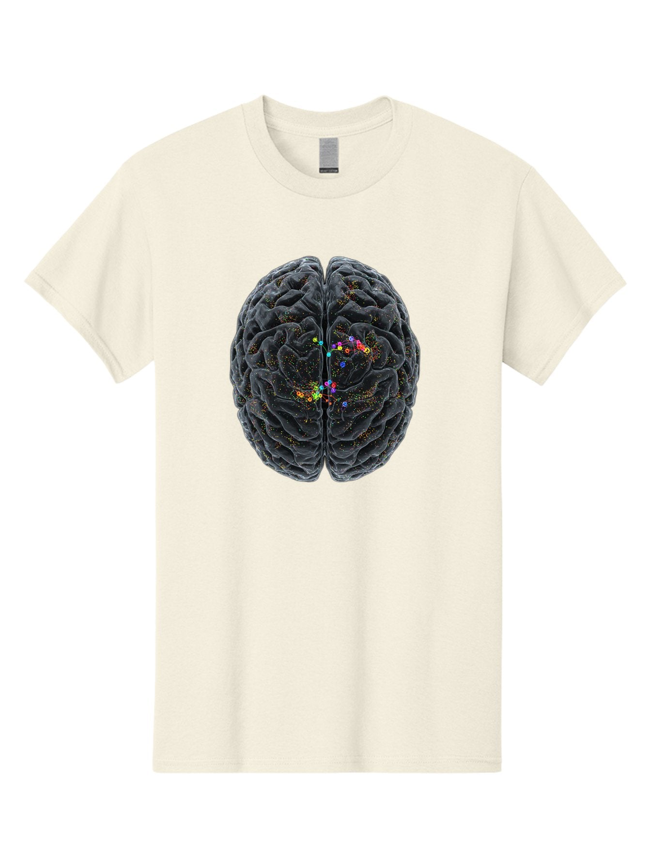 Human-Brain-2 Men'S Graphic Tee, 100% Cotton, Comfortable Casual Summer Wear, Machine Washable, Human Brain Anatomy, Neural Connections, Brain Function, Neuroscience, Cognitive Processes, Colorful Neurons, Synapses, Brain Activity, Baa840 11