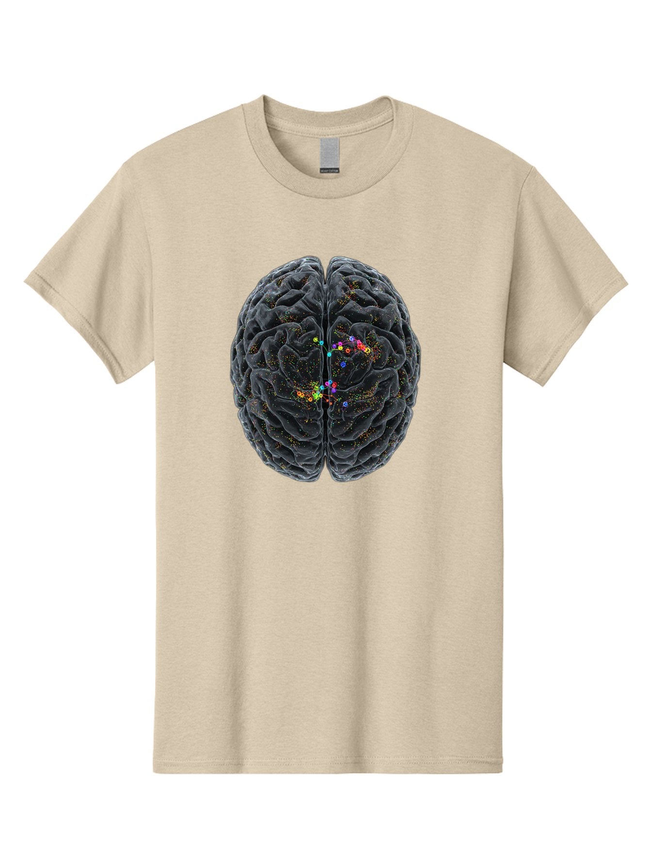 Human-Brain-2 Men'S Graphic Tee, 100% Cotton, Comfortable Casual Summer Wear, Machine Washable, Human Brain Anatomy, Neural Connections, Brain Function, Neuroscience, Cognitive Processes, Colorful Neurons, Synapses, Brain Activity, Baa840 13