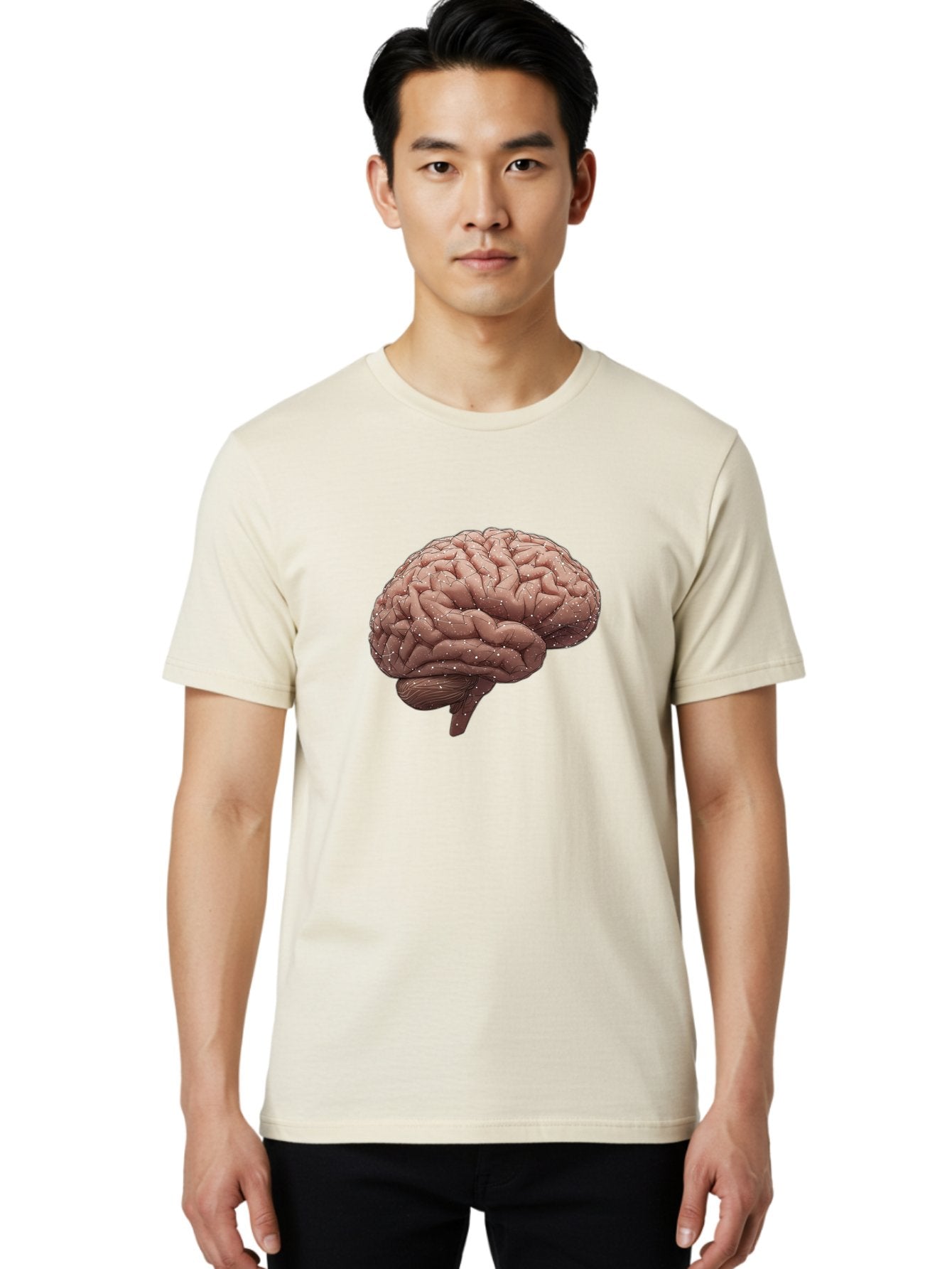 Human-Brain-3 Men'S Graphic Tee, 100% Cotton, Comfortable Casual Summer Wear, Machine Washable, Human Brain, Neural Connections, Cognitive Function, Neuroscience, Brain Anatomy, Neural Activity, Cerebral Cortex Baa841 18