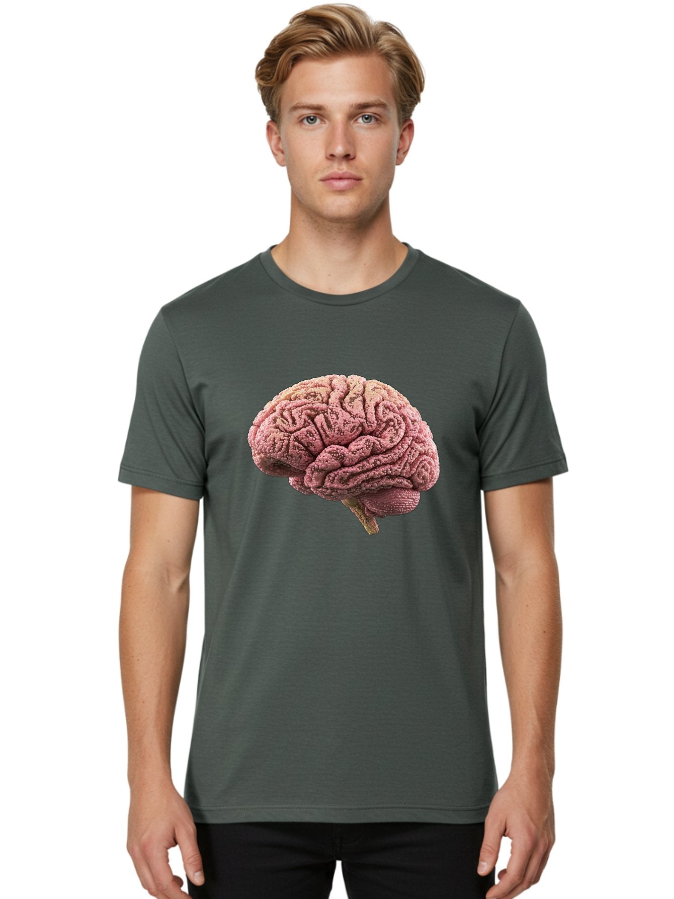 Human-Brain-5 Men'S Graphic Tee, 100% Cotton, Comfortable Casual Summer Wear, Machine Washable, Human Brain Anatomy, Brain Structure, Cerebral Cortex, Neuroscience, Cognitive Function, Medical Illustration, Brain Scan Baa843 18