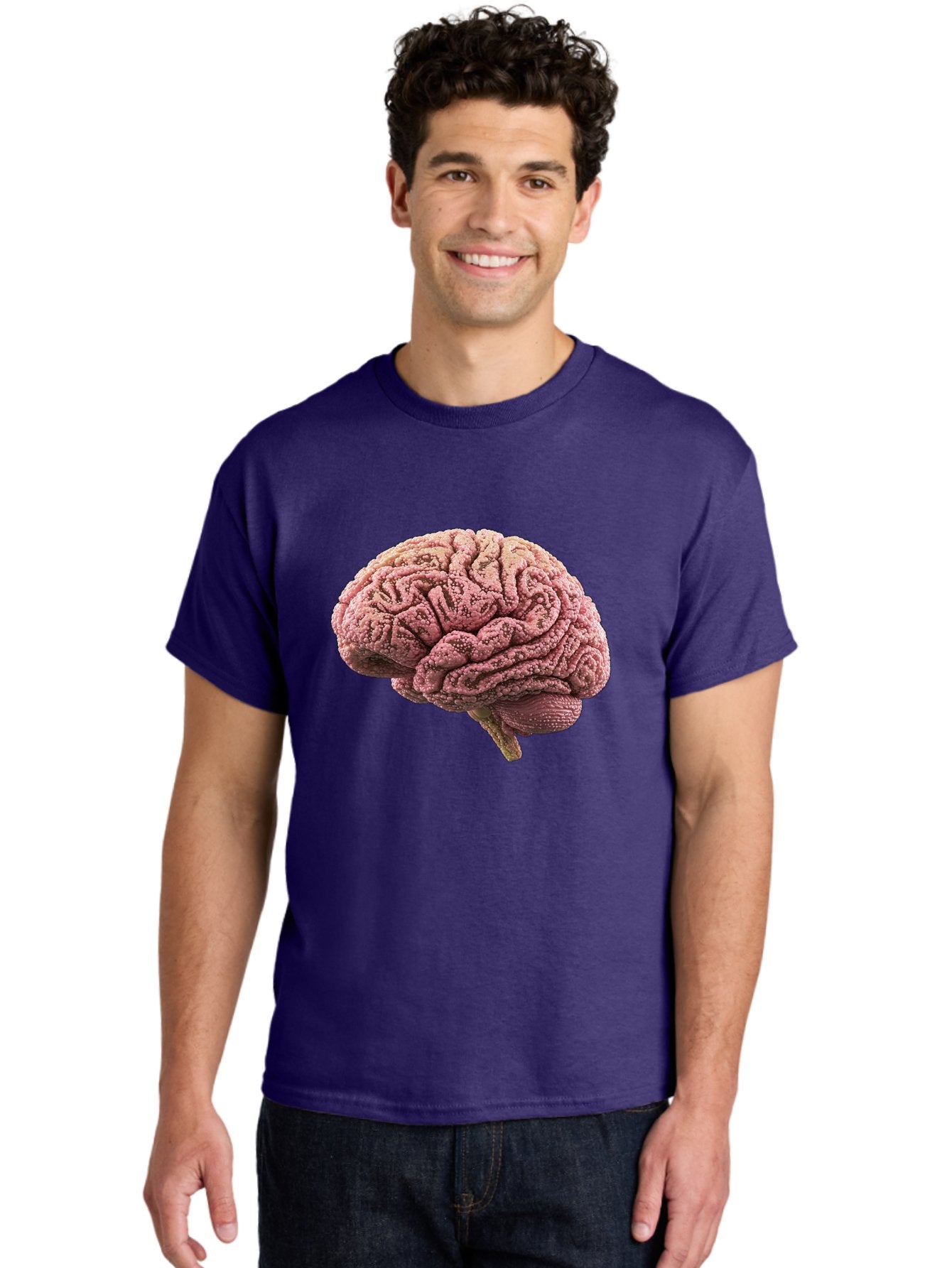 Human-Brain-5 Men'S Graphic Tee, 100% Cotton, Comfortable Casual Summer Wear, Machine Washable, Human Brain Anatomy, Brain Structure, Cerebral Cortex, Neuroscience, Cognitive Function, Medical Illustration, Brain Scan Baa843 16