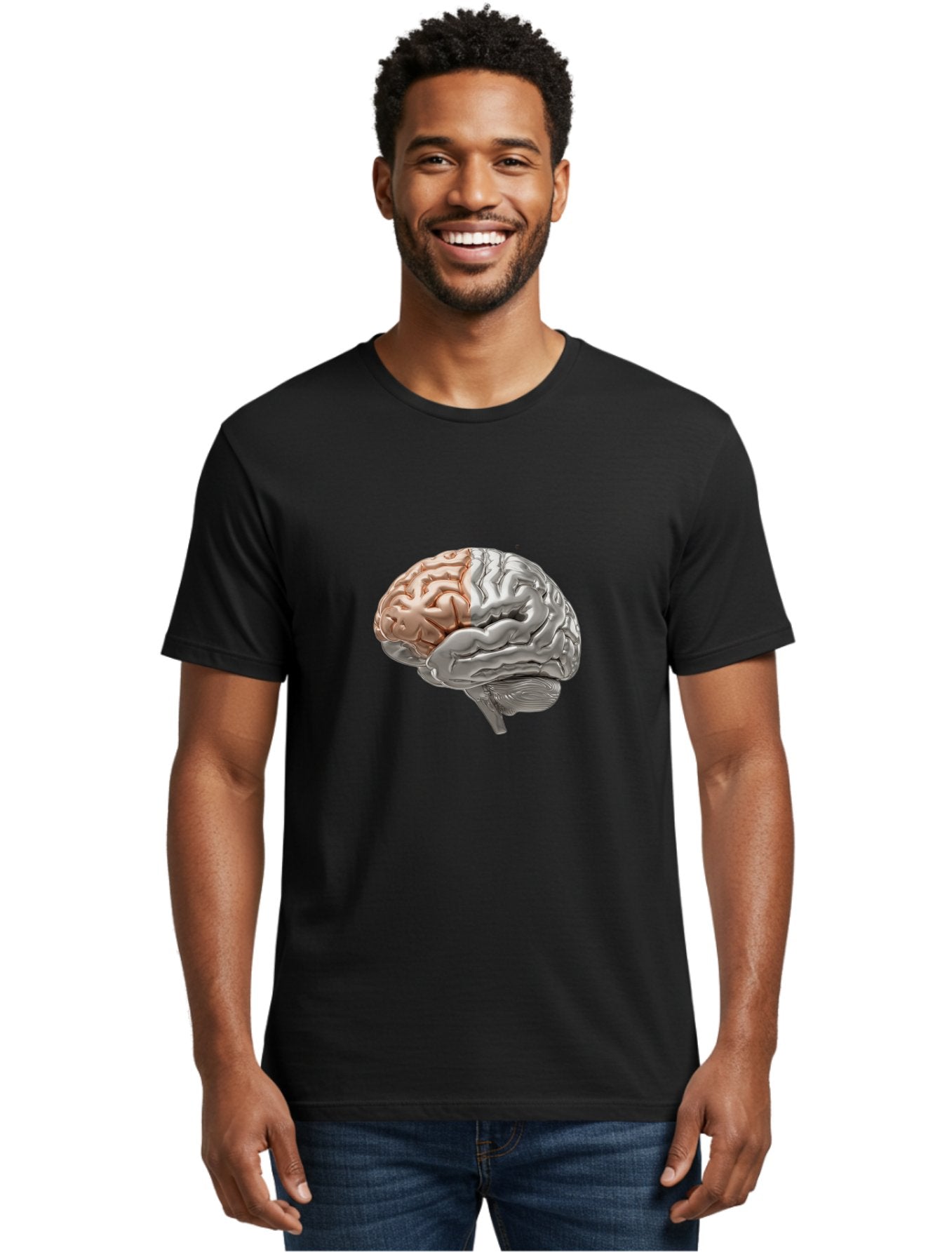 Human-Brain-6 Men'S Graphic Tee, 100% Cotton, Comfortable Casual Summer Wear, Machine Washable, Human Brain, Neuroscience, Cognitive Function, Brain Structure, Anatomy, Medical Illustration, Brain Scan, Neurological Study, Cognitive Psychology Baa844 17