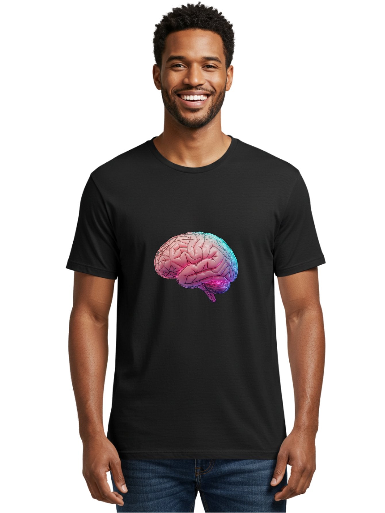 Human-Brain-7 Men'S Graphic Tee, 100% Cotton, Comfortable Casual Summer Wear, Machine Washable, Human Brain Illustration, Brain Anatomy, Neuroscience, Cognitive Function, Detailed Rendering, Colorful Brain, 3D Model, Medical Art, Baa845 30
