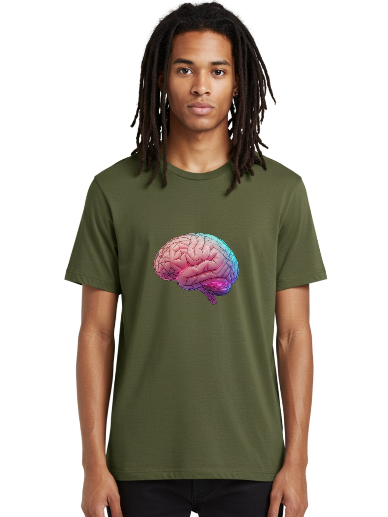 Human-Brain-7 Men'S Graphic Tee, 100% Cotton, Comfortable Casual Summer Wear, Machine Washable, Human Brain Illustration, Brain Anatomy, Neuroscience, Cognitive Function, Detailed Rendering, Colorful Brain, 3D Model, Medical Art, Baa845 20
