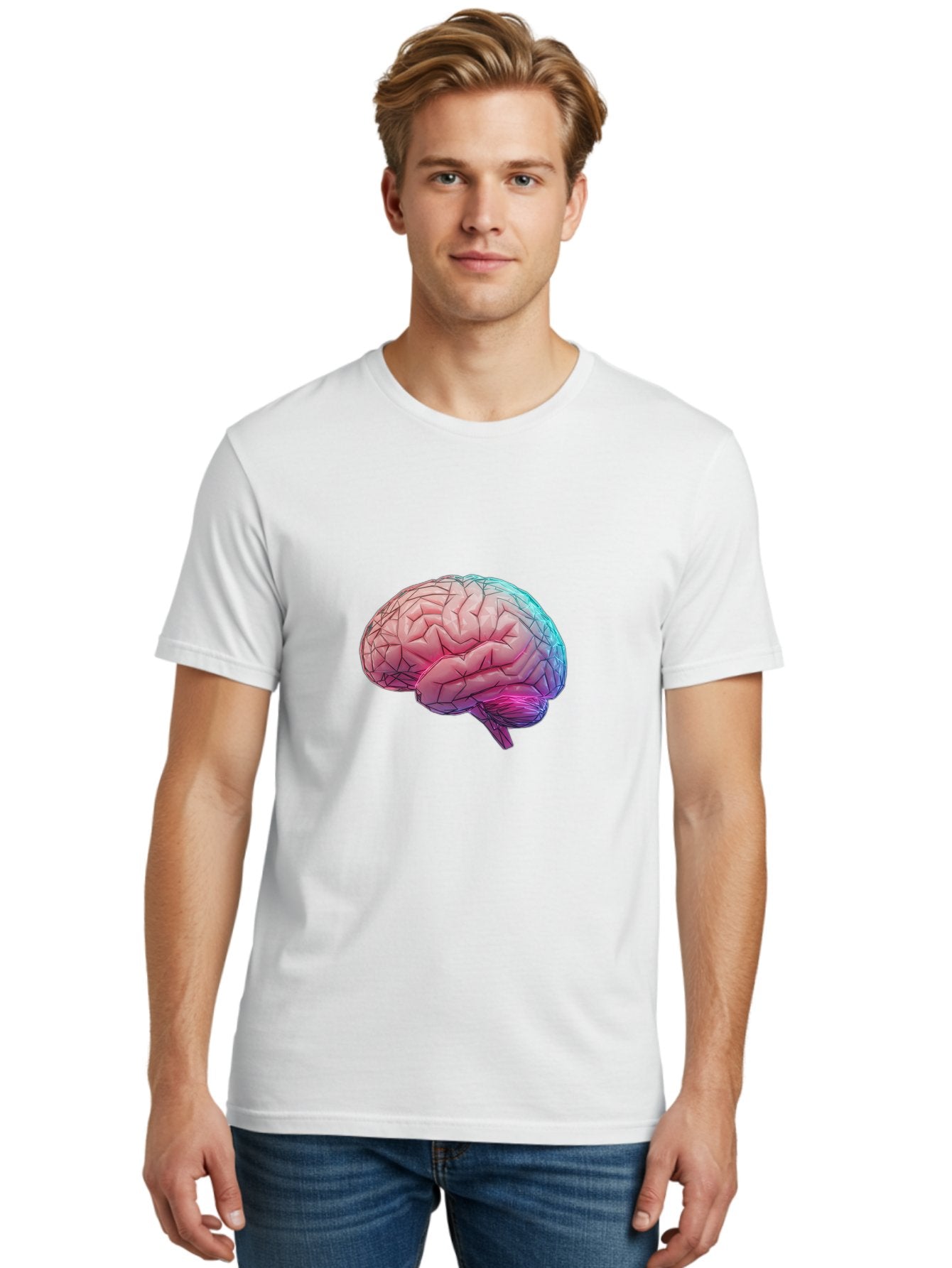 Human-Brain-7 Men'S Graphic Tee, 100% Cotton, Comfortable Casual Summer Wear, Machine Washable, Human Brain Illustration, Brain Anatomy, Neuroscience, Cognitive Function, Detailed Rendering, Colorful Brain, 3D Model, Medical Art, Baa845 28