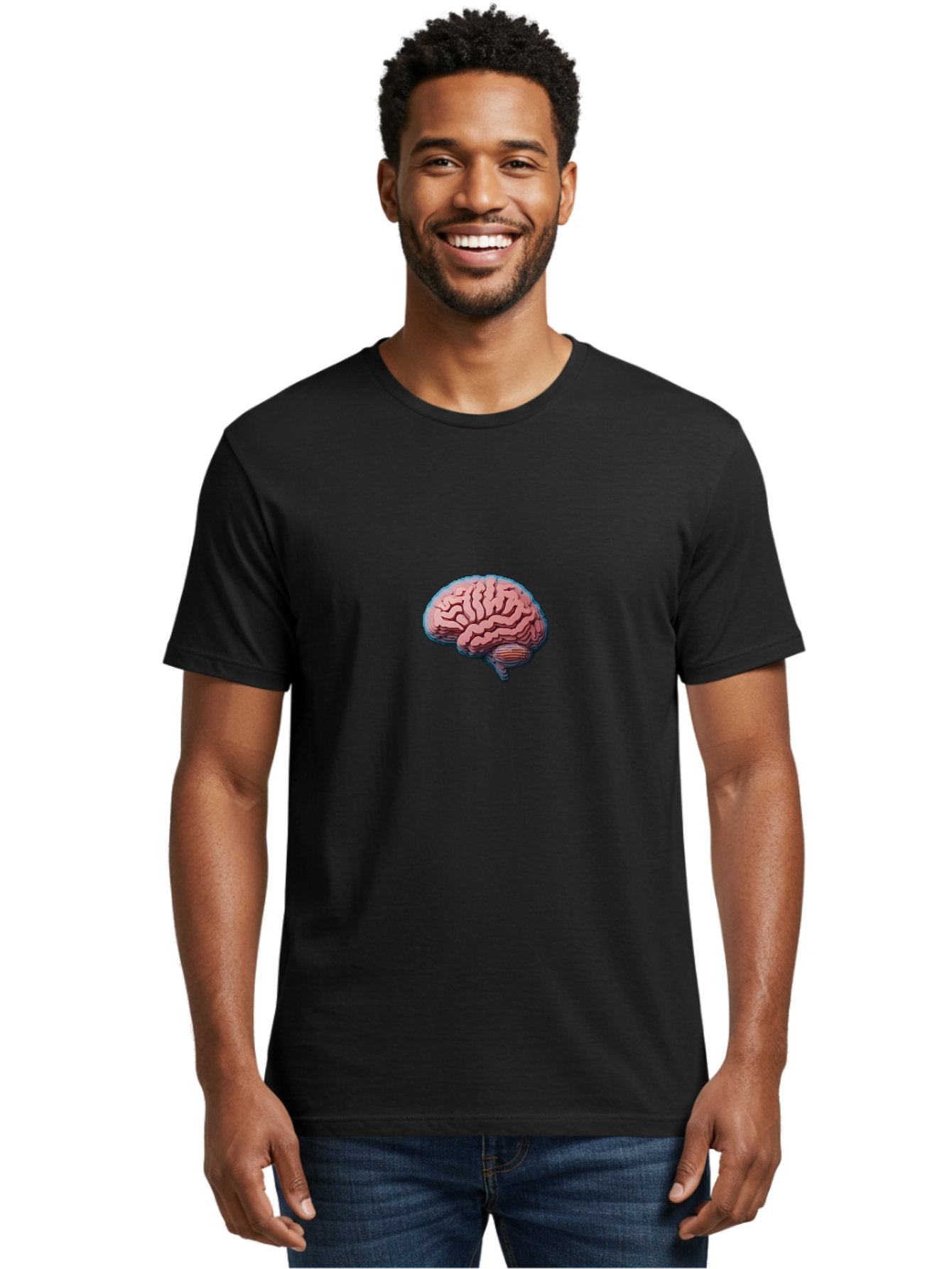 Human-Brain-8 Men'S Graphic Tee, 100% Cotton, Comfortable Casual Summer Wear, Machine Washable, Human Brain, Neuroscience Illustration, Cerebral Cortex, Brain Anatomy, Neural Pathways, Cognitive Function, Medical Art, Brain Structure Baa846 24