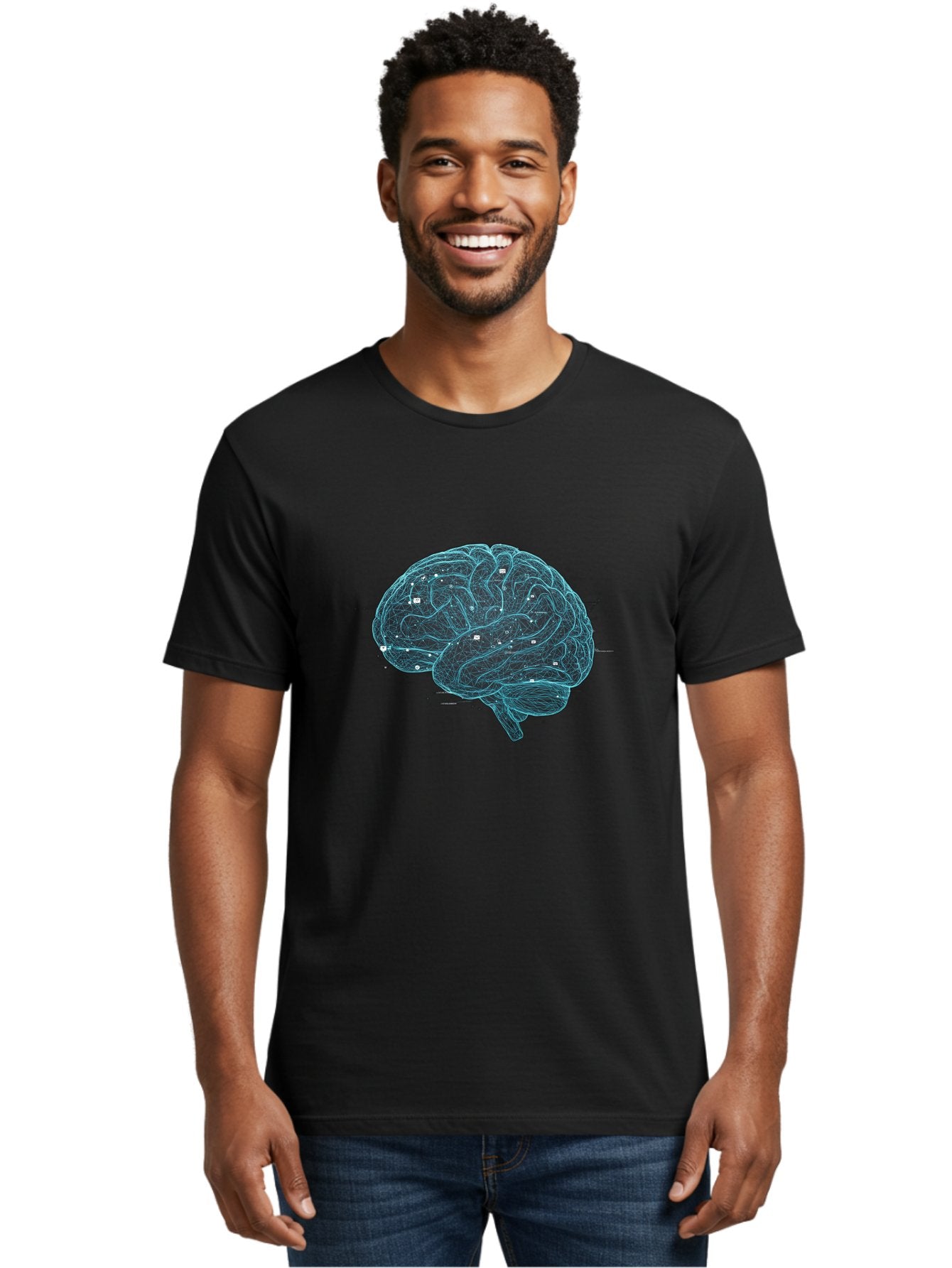 Human-Brain-Circuitry Men'S Graphic Tee, 100% Cotton, Comfortable Casual Summer Wear, Machine Washable, Human Brain, Neural Connections, Circuitry, Brain Function, Neuroscience, Cognitive Thinking, Artificial Intelligence, Futuristic, Baa848 29
