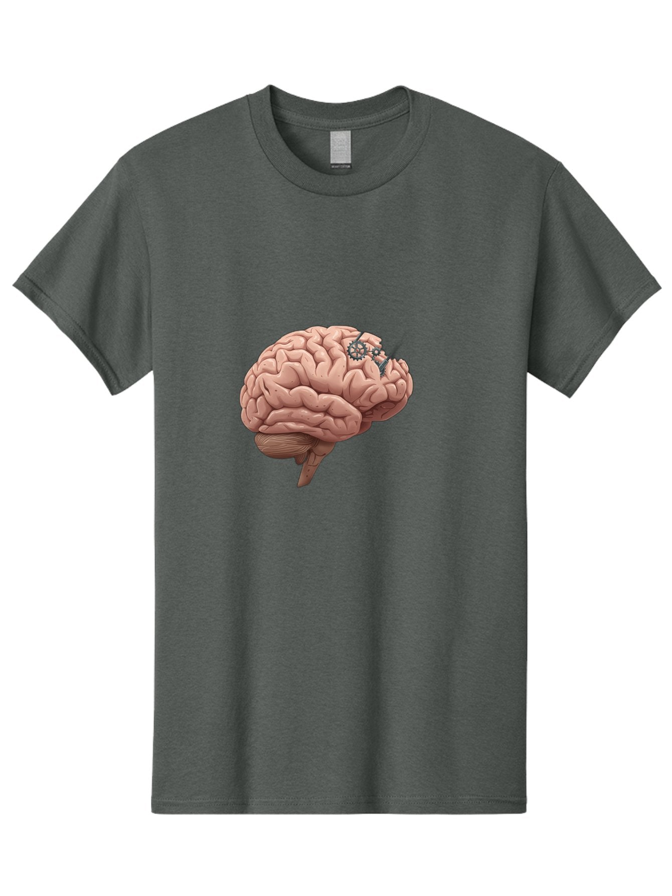 Human-Brain-With-Gears Men'S Graphic Tee, 100% Cotton, Comfortable Casual Summer Wear, Machine Washable, Human Brain, Cognitive Function, Mechanical Gears, Neural Connections, Thinking Process, Innovative Ideas, Brain Activity, Baa849 12