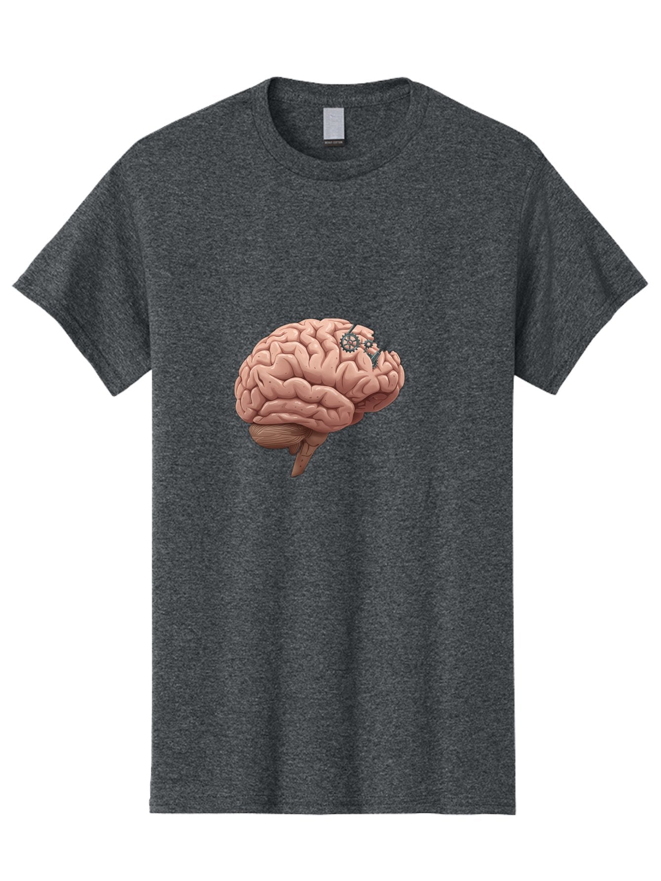 Human-Brain-With-Gears Men'S Graphic Tee, 100% Cotton, Comfortable Casual Summer Wear, Machine Washable, Human Brain, Cognitive Function, Mechanical Gears, Neural Connections, Thinking Process, Innovative Ideas, Brain Activity, Baa849 3