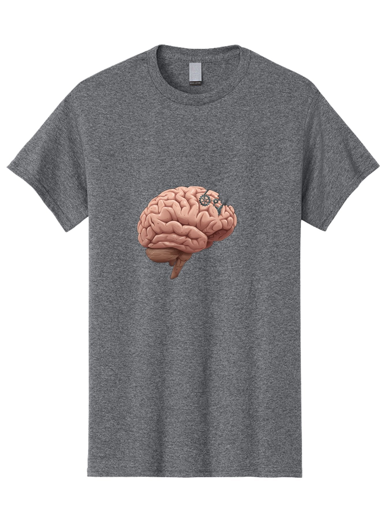 Human-Brain-With-Gears Men'S Graphic Tee, 100% Cotton, Comfortable Casual Summer Wear, Machine Washable, Human Brain, Cognitive Function, Mechanical Gears, Neural Connections, Thinking Process, Innovative Ideas, Brain Activity, Baa849 5
