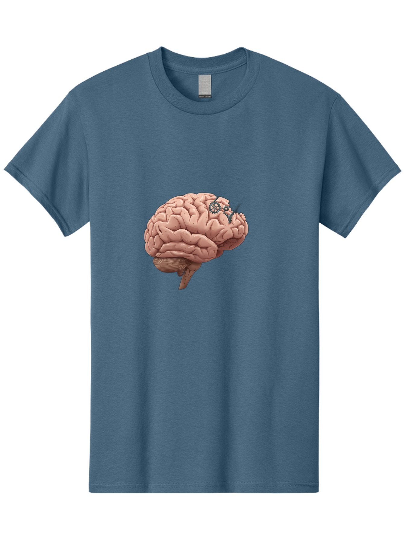 Human-Brain-With-Gears Men'S Graphic Tee, 100% Cotton, Comfortable Casual Summer Wear, Machine Washable, Human Brain, Cognitive Function, Mechanical Gears, Neural Connections, Thinking Process, Innovative Ideas, Brain Activity, Baa849 10