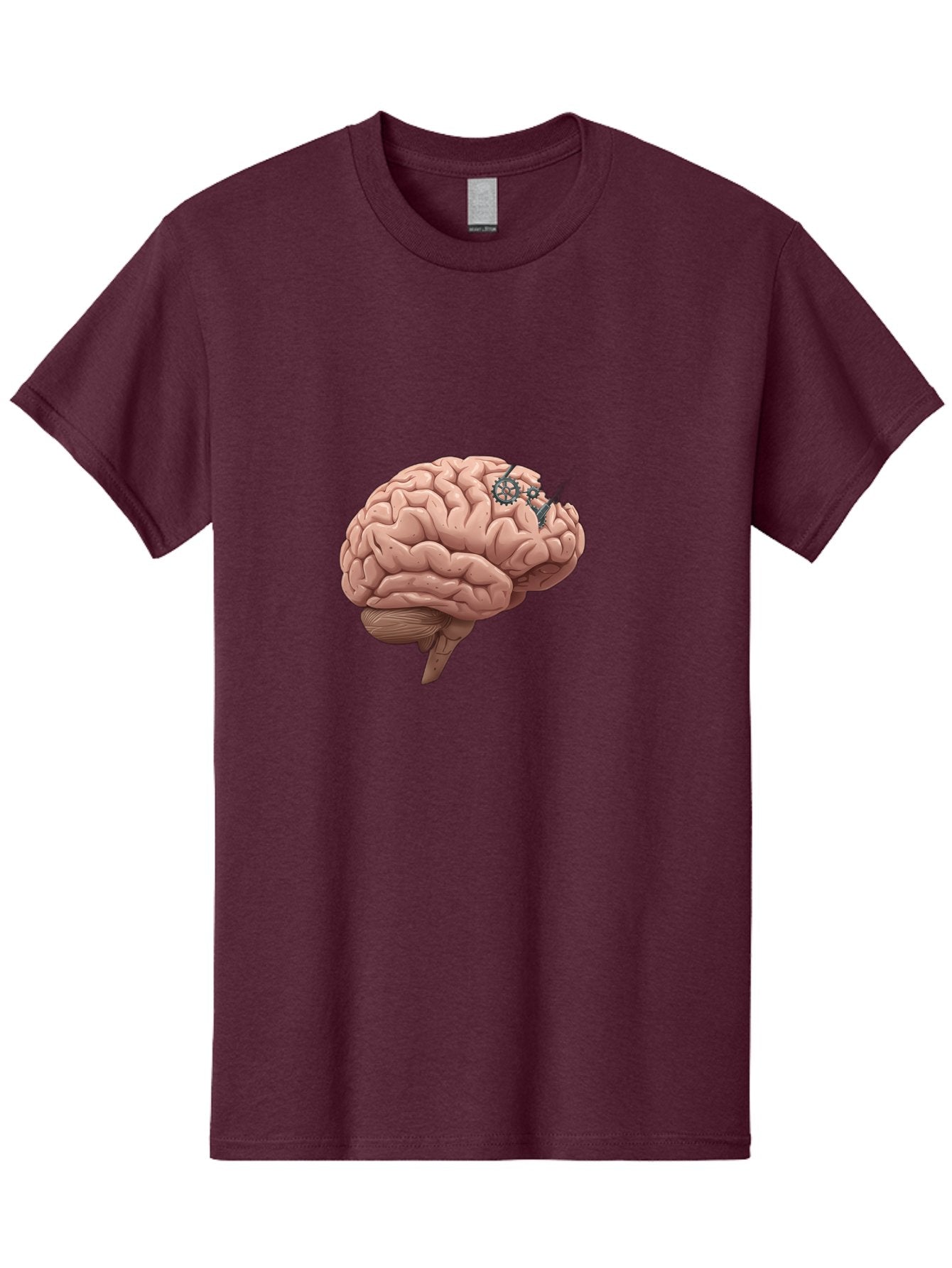 Human-Brain-With-Gears Men'S Graphic Tee, 100% Cotton, Comfortable Casual Summer Wear, Machine Washable, Human Brain, Cognitive Function, Mechanical Gears, Neural Connections, Thinking Process, Innovative Ideas, Brain Activity, Baa849 9