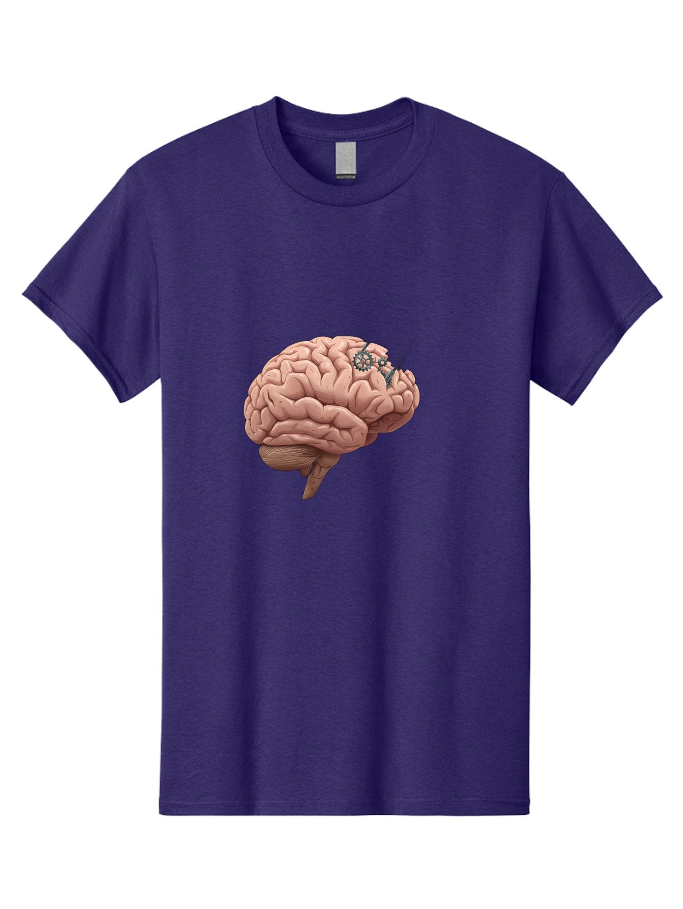 Human-Brain-With-Gears Men'S Graphic Tee, 100% Cotton, Comfortable Casual Summer Wear, Machine Washable, Human Brain, Cognitive Function, Mechanical Gears, Neural Connections, Thinking Process, Innovative Ideas, Brain Activity, Baa849 15