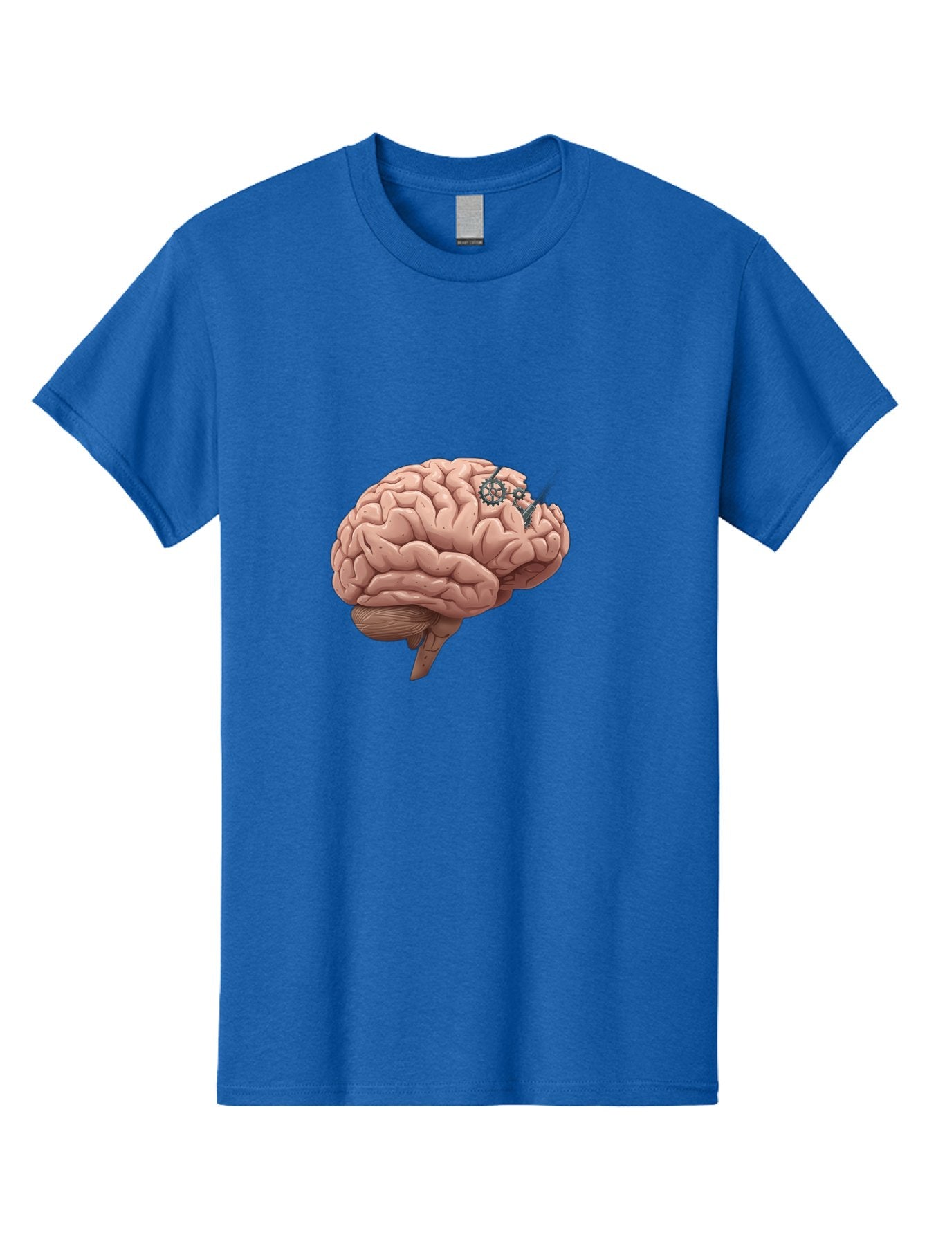 Human-Brain-With-Gears Men'S Graphic Tee, 100% Cotton, Comfortable Casual Summer Wear, Machine Washable, Human Brain, Cognitive Function, Mechanical Gears, Neural Connections, Thinking Process, Innovative Ideas, Brain Activity, Baa849 6