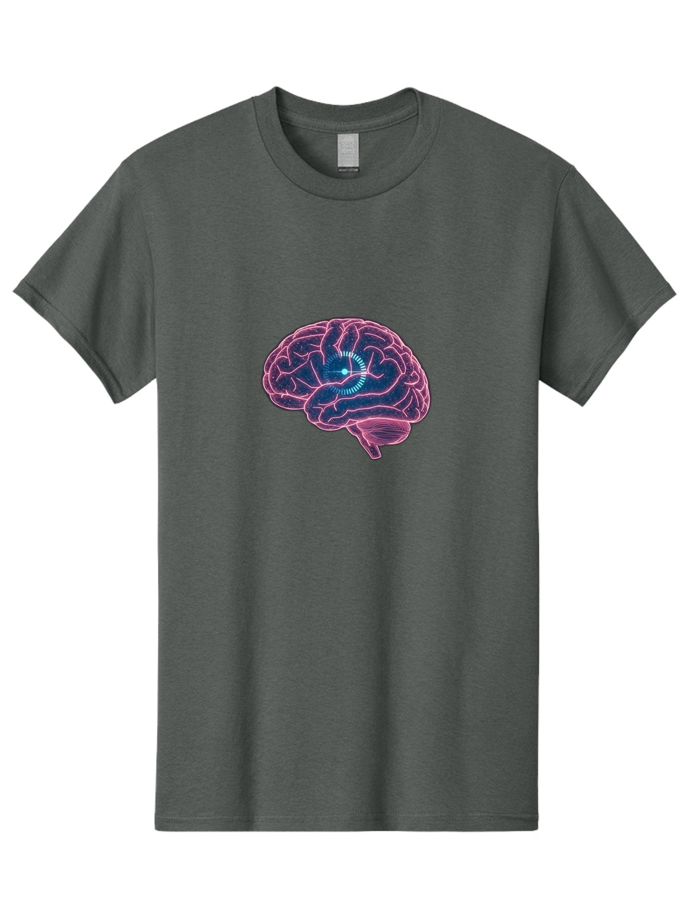 Human-Brain Men'S Graphic Tee, 100% Cotton, Comfortable Casual Summer Wear, Machine Washable, Human Brain, Cognitive Function, Neuroscience, Brain Function, Thought Process, Intelligence, Pink Outline, Blue Glow, Concentrated Thought Baa850 12