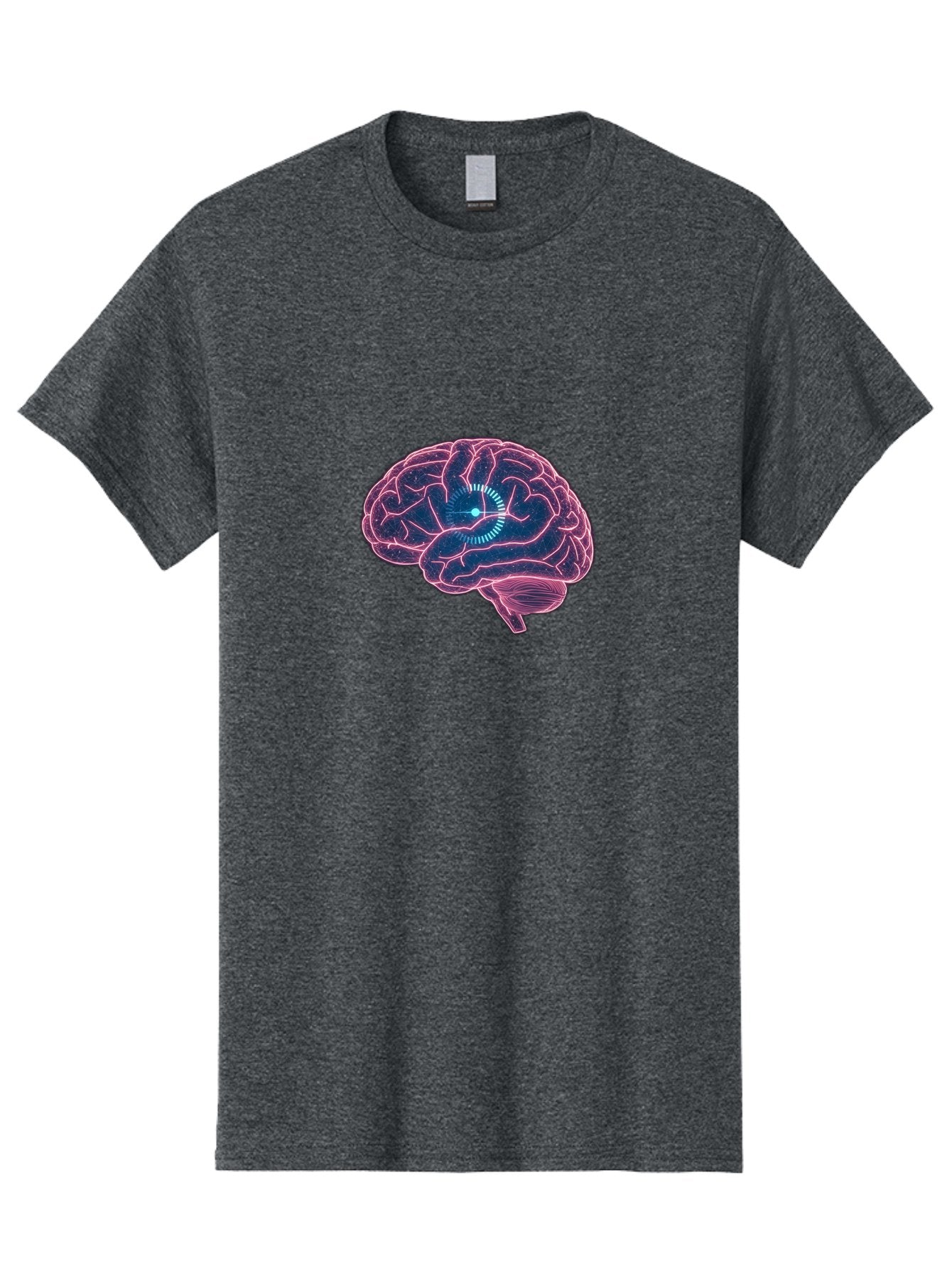 Human-Brain Men'S Graphic Tee, 100% Cotton, Comfortable Casual Summer Wear, Machine Washable, Human Brain, Cognitive Function, Neuroscience, Brain Function, Thought Process, Intelligence, Pink Outline, Blue Glow, Concentrated Thought Baa850
