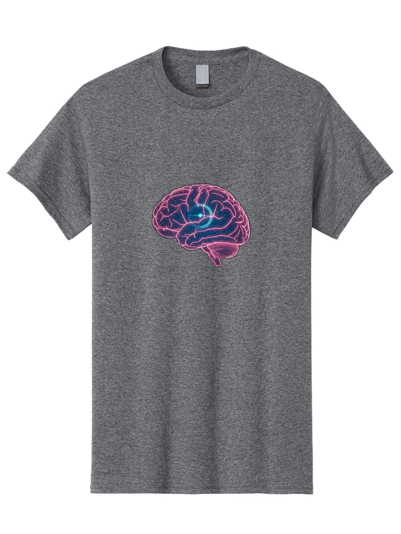Human-Brain Men'S Graphic Tee, 100% Cotton, Comfortable Casual Summer Wear, Machine Washable, Human Brain, Cognitive Function, Neuroscience, Brain Function, Thought Process, Intelligence, Pink Outline, Blue Glow, Concentrated Thought Baa850 5